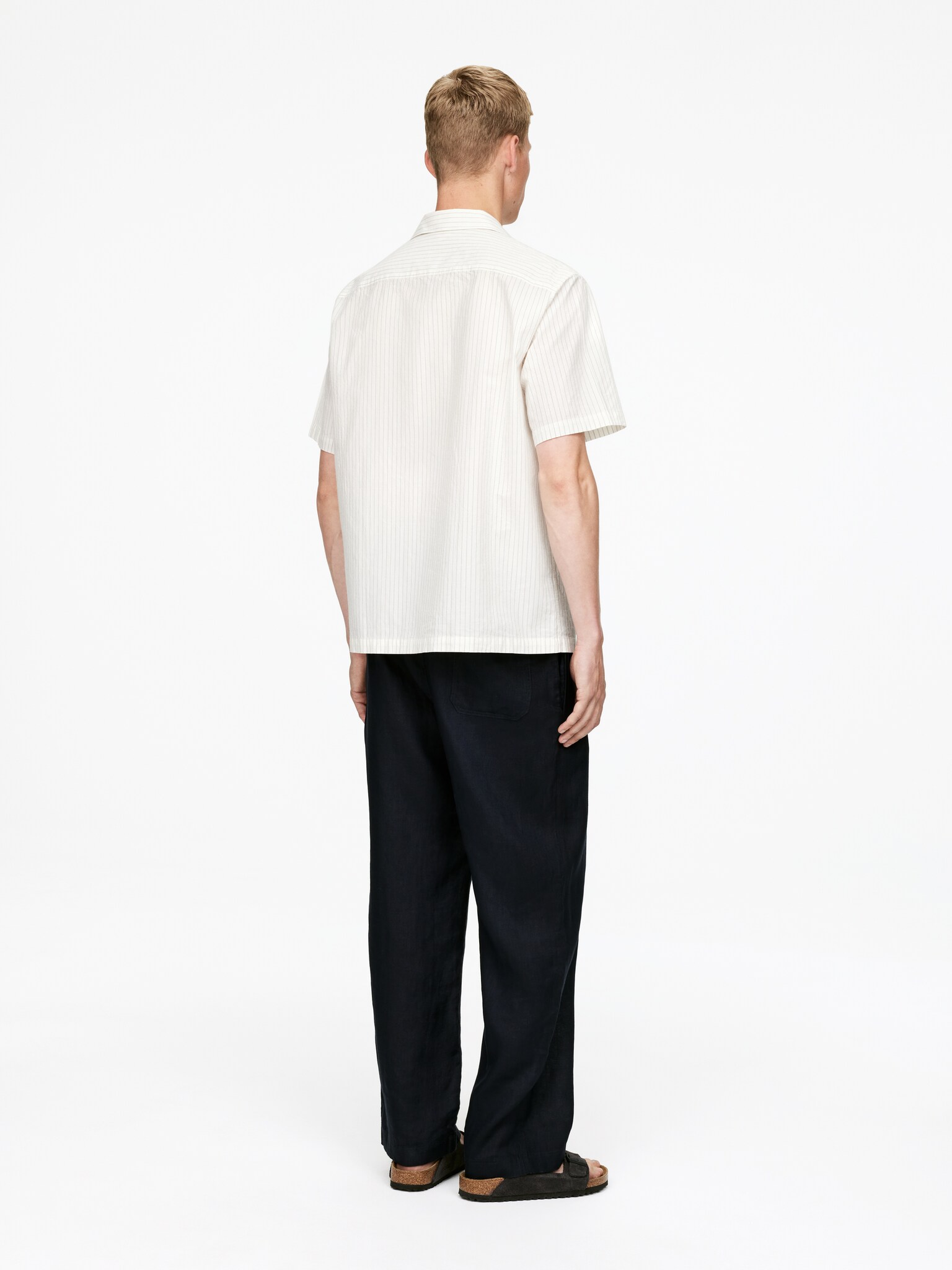 Chemise à col cubain en coton - Blanc cassé/Rayé/Vert menthe poudré/Rayures - 5