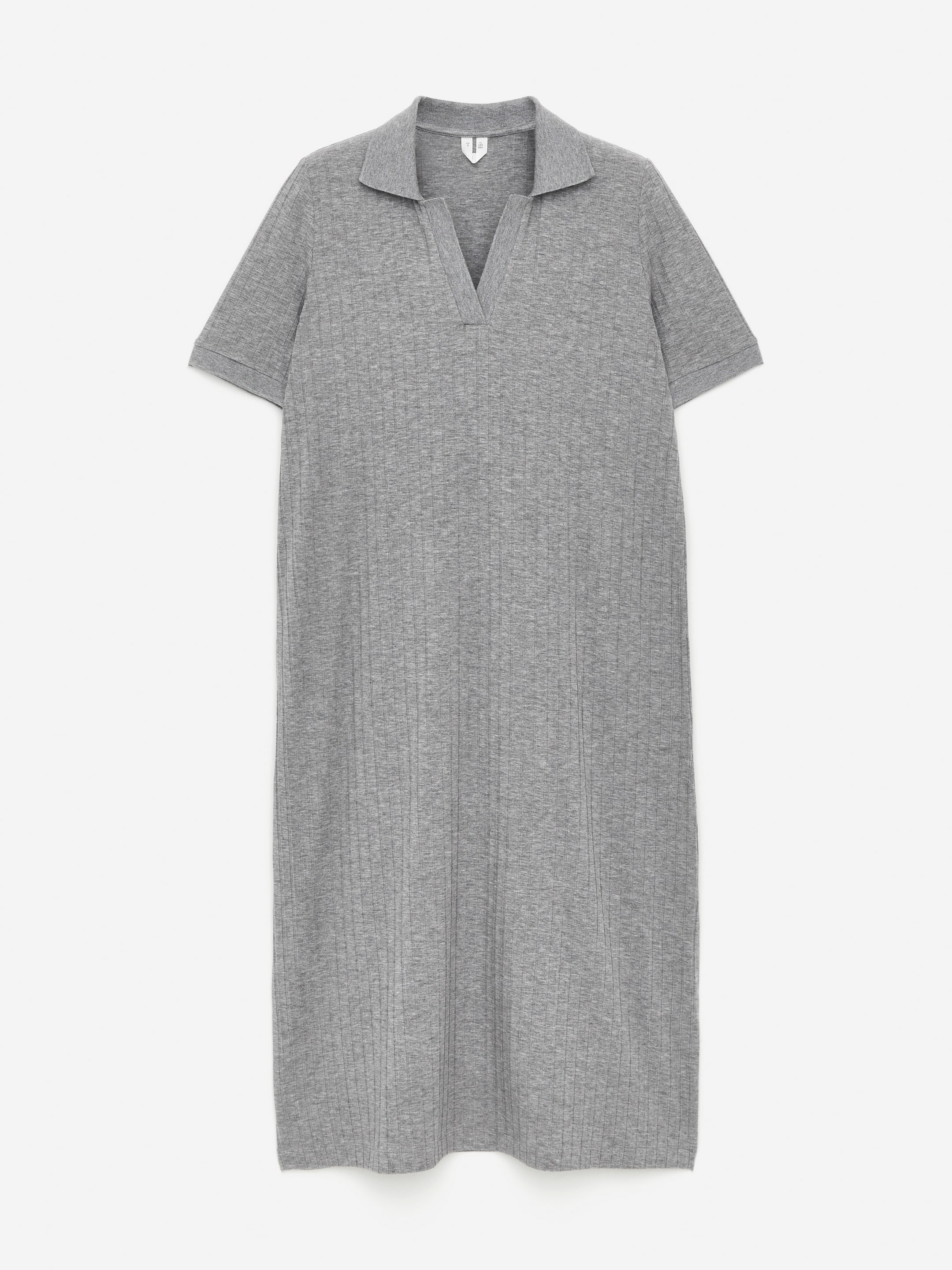 Grotere afbeelding bekijken: Rib-Knit Polo Dress - Grijs gemêleerd - DAMES | H&M BE 1