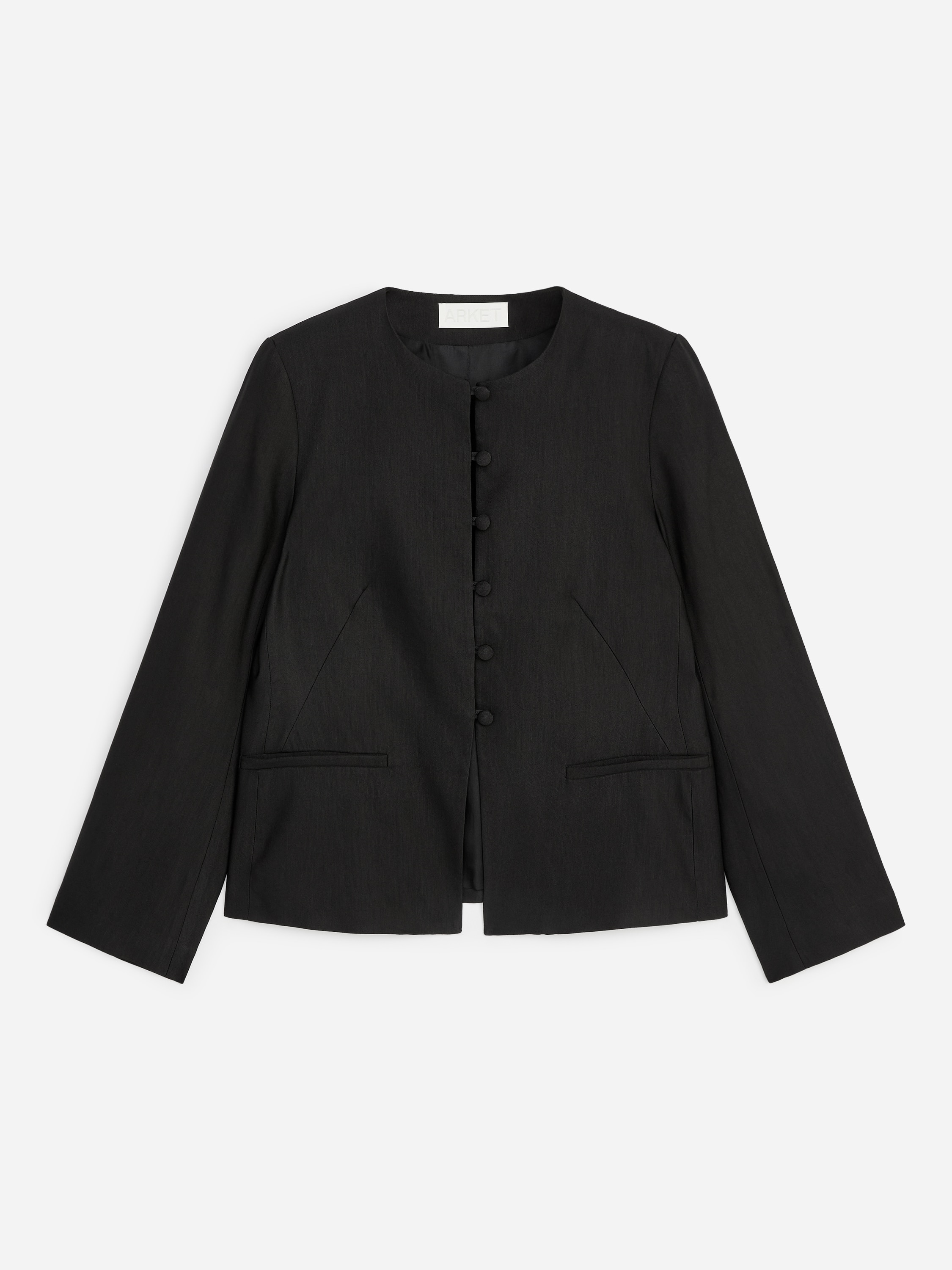 Blazer uden krave i hørblend - Sort