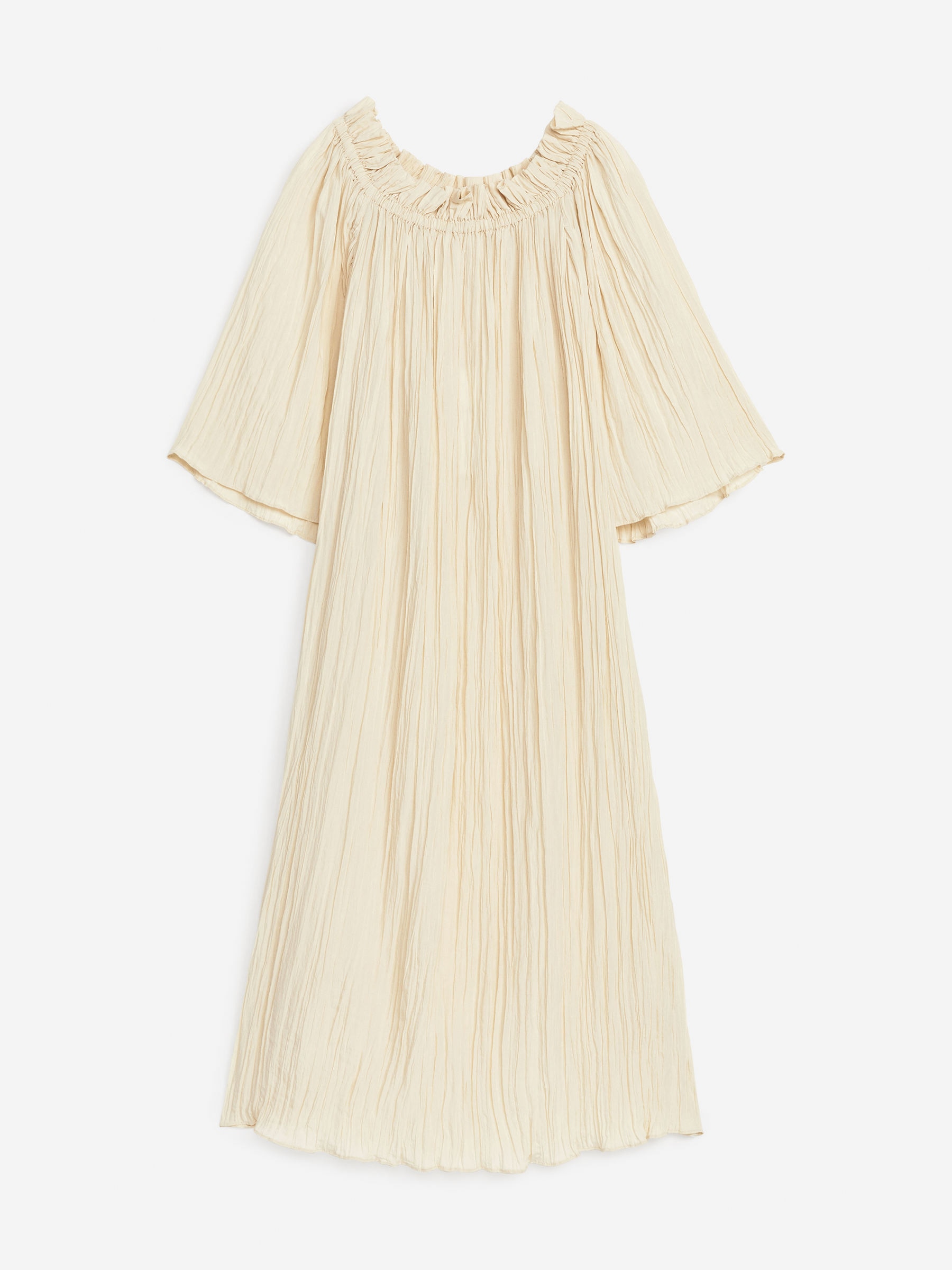 Sukienka z falbanką przy dekolcie-Biały-7187