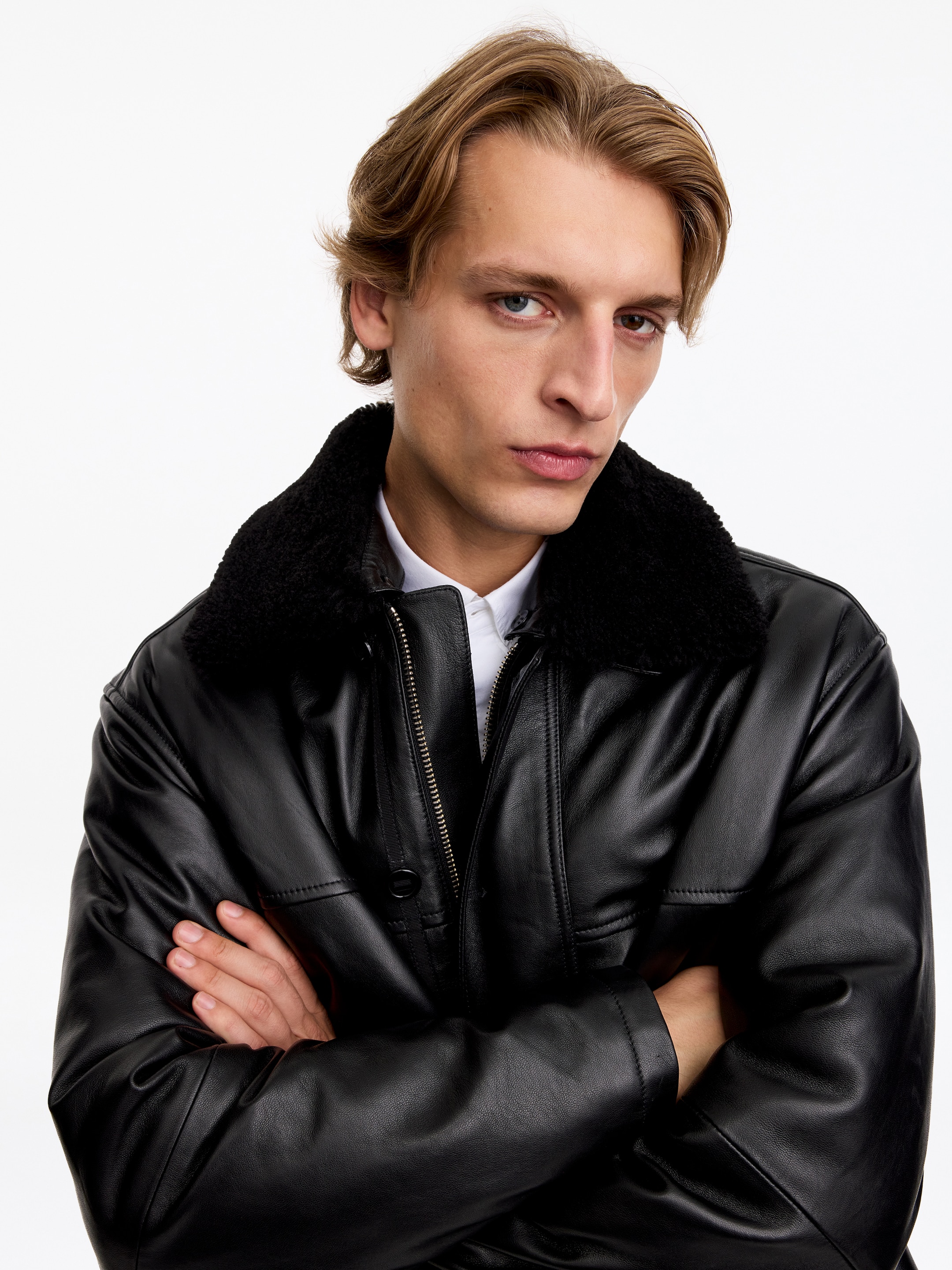 Leather Aviator Jacket - Black - Regular fit - men - StillMedia/Lookbook - 5