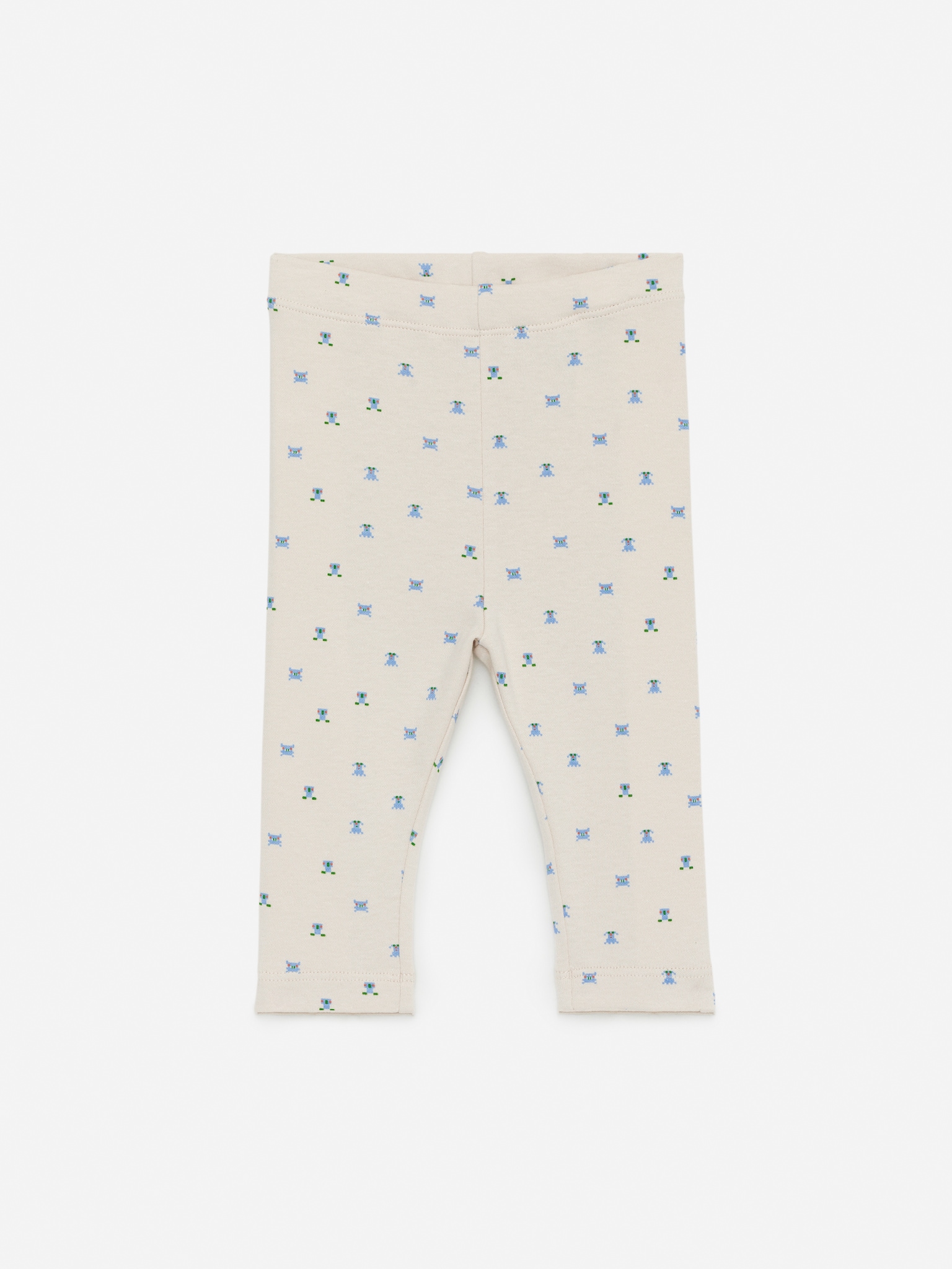 Legging en jersey - Écru/Monstres/Bleu clair chiné - 1