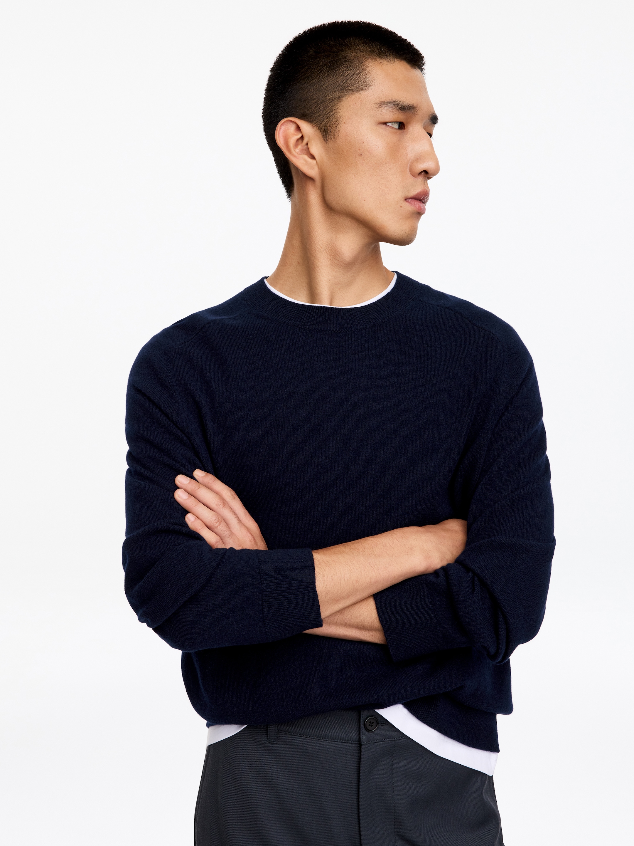Maglione in lana con lavorazione sottile - Blu scuro - Regular fit - men - StillMedia/Lookbook - 5