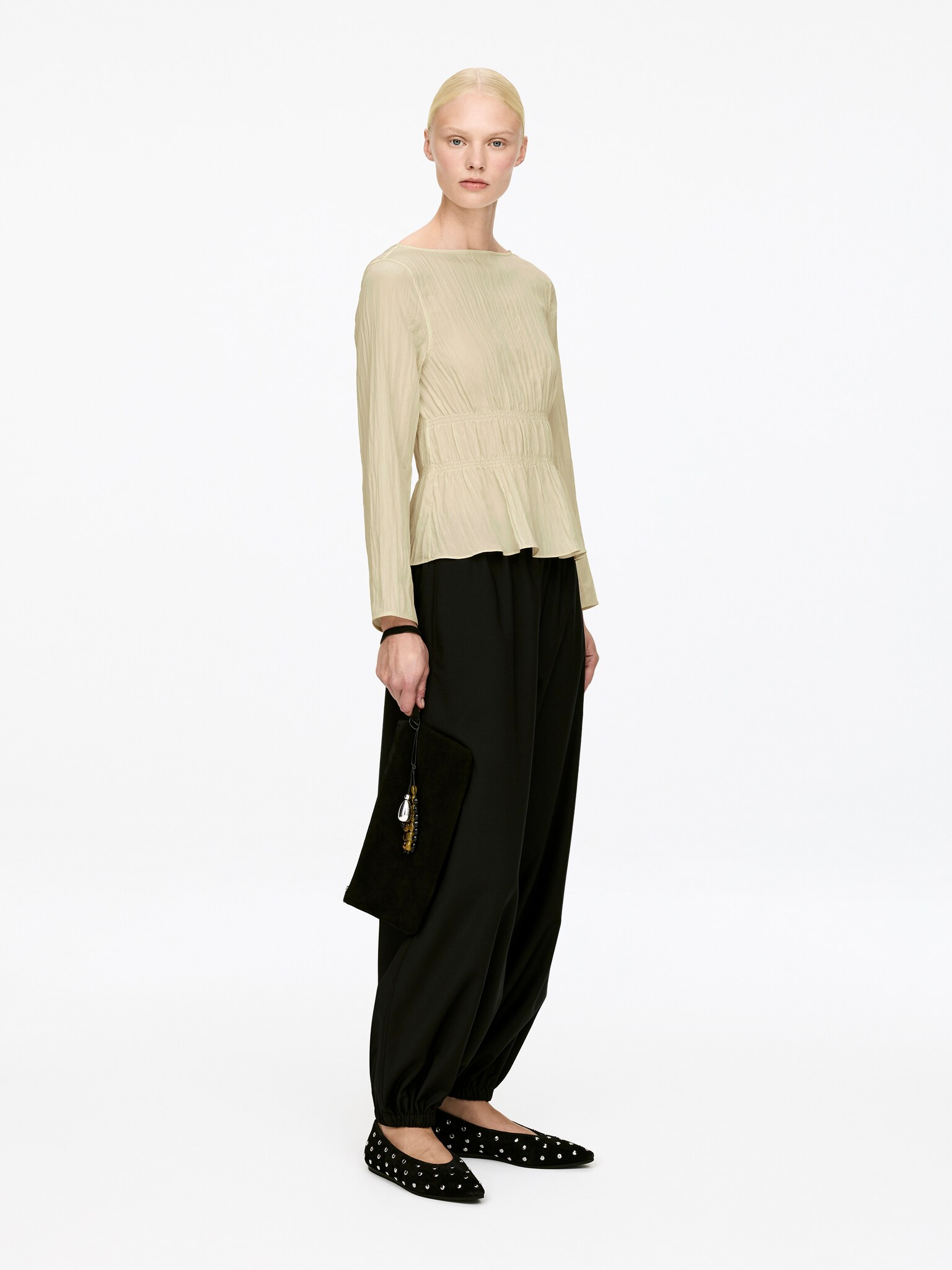 Smock Top - Light Beige/Black - 4