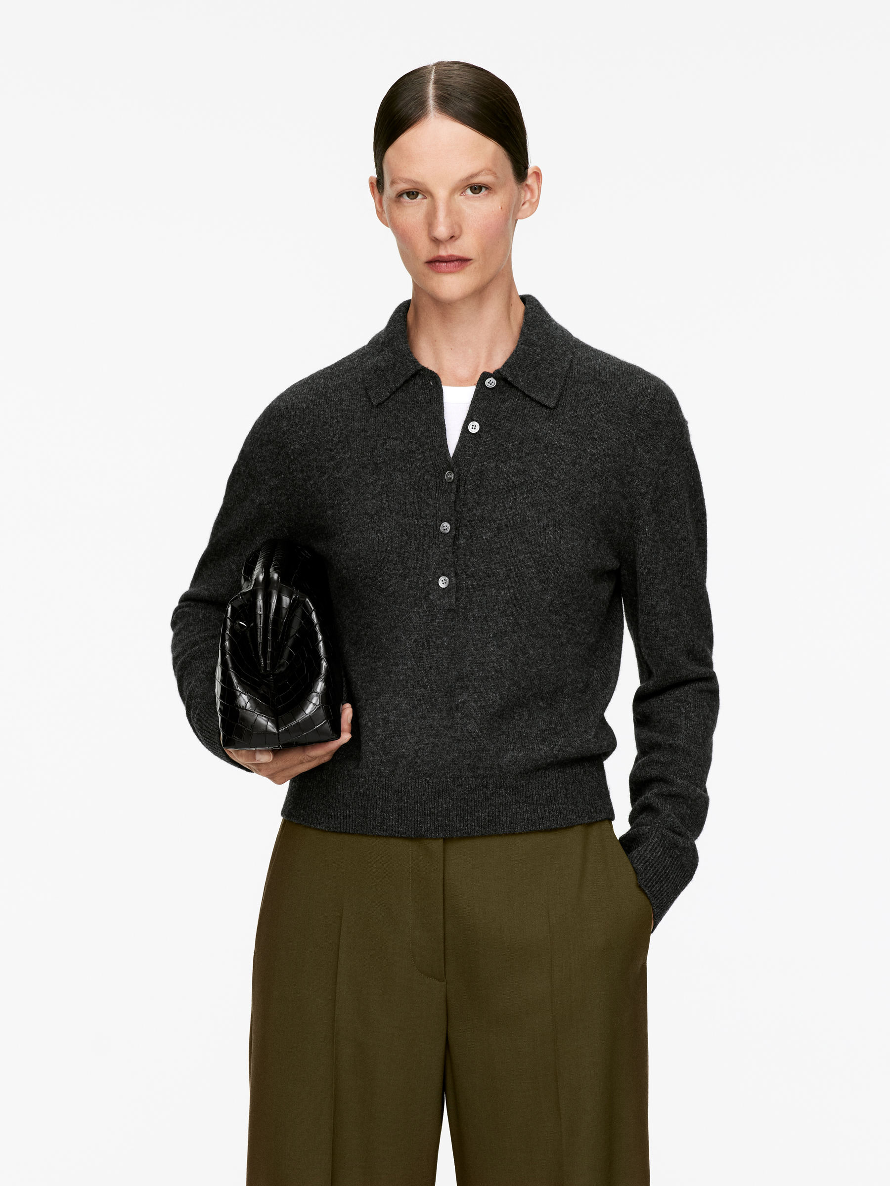 Wool Polo Jumper-#42444B-16527