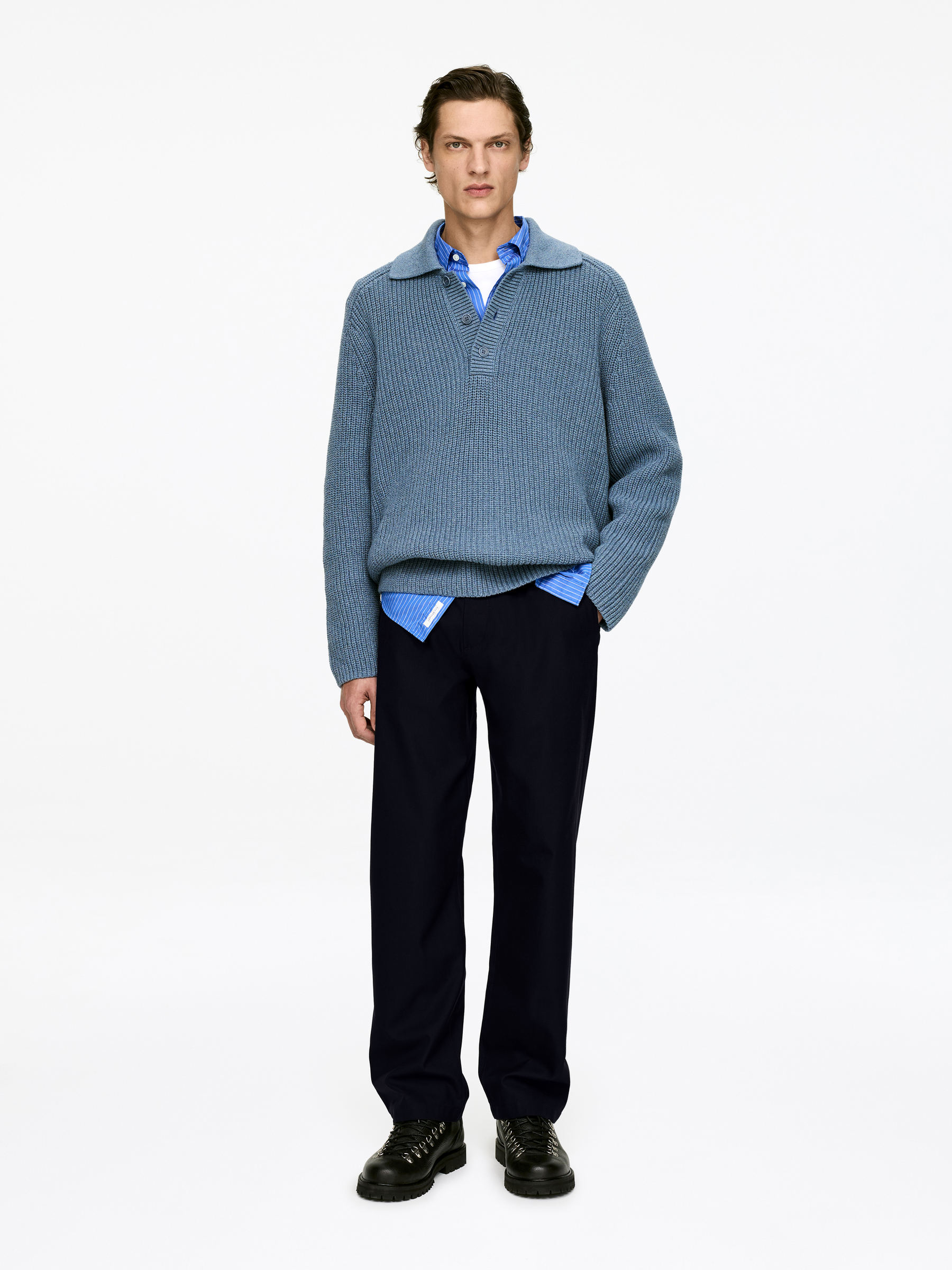 Lockere Hose aus Wolle und Baumwolle - Dunkelblau - Relaxed Fit - Herren - StillMedia/Lookbook - 4