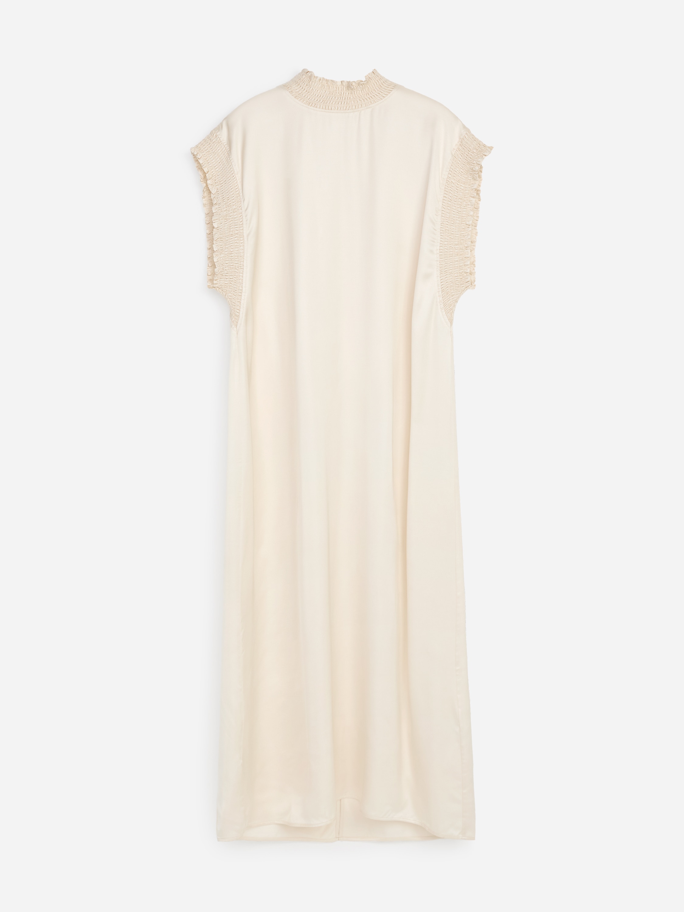 Vestido midi com detalhe franzido - Branco/Preto