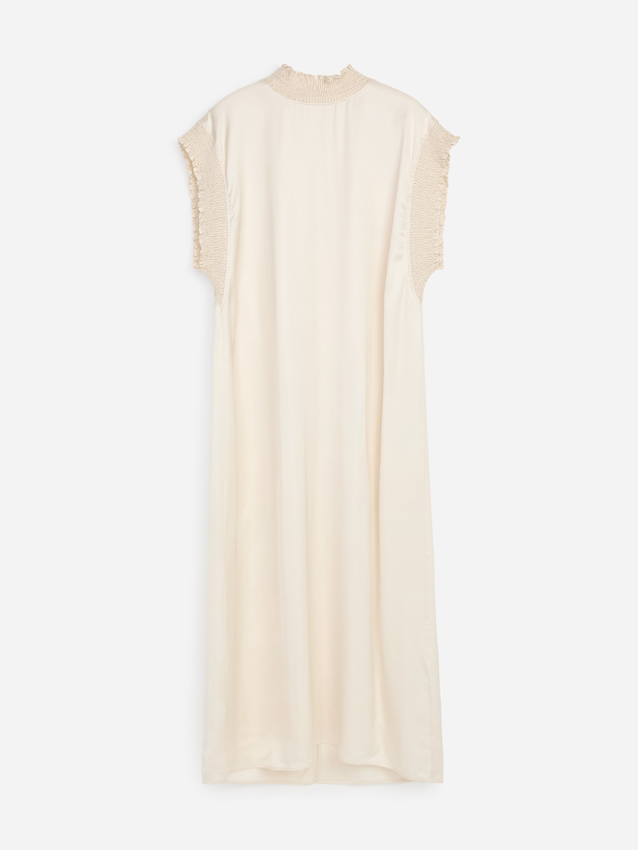Smock-Detail Midi Dress-White-20996