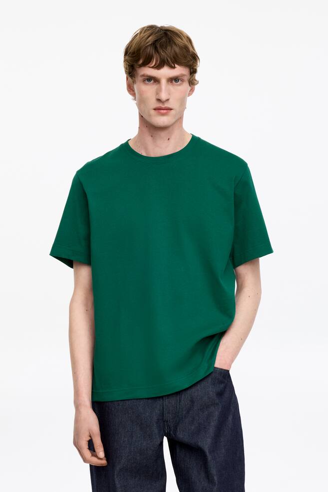 220 GSM Relaxed T-Shirt - Dark Green/Yellow/Mole/White/Dark Blue/Light Grey Melange/Off White/Black/Blue/Brown/Red - 1