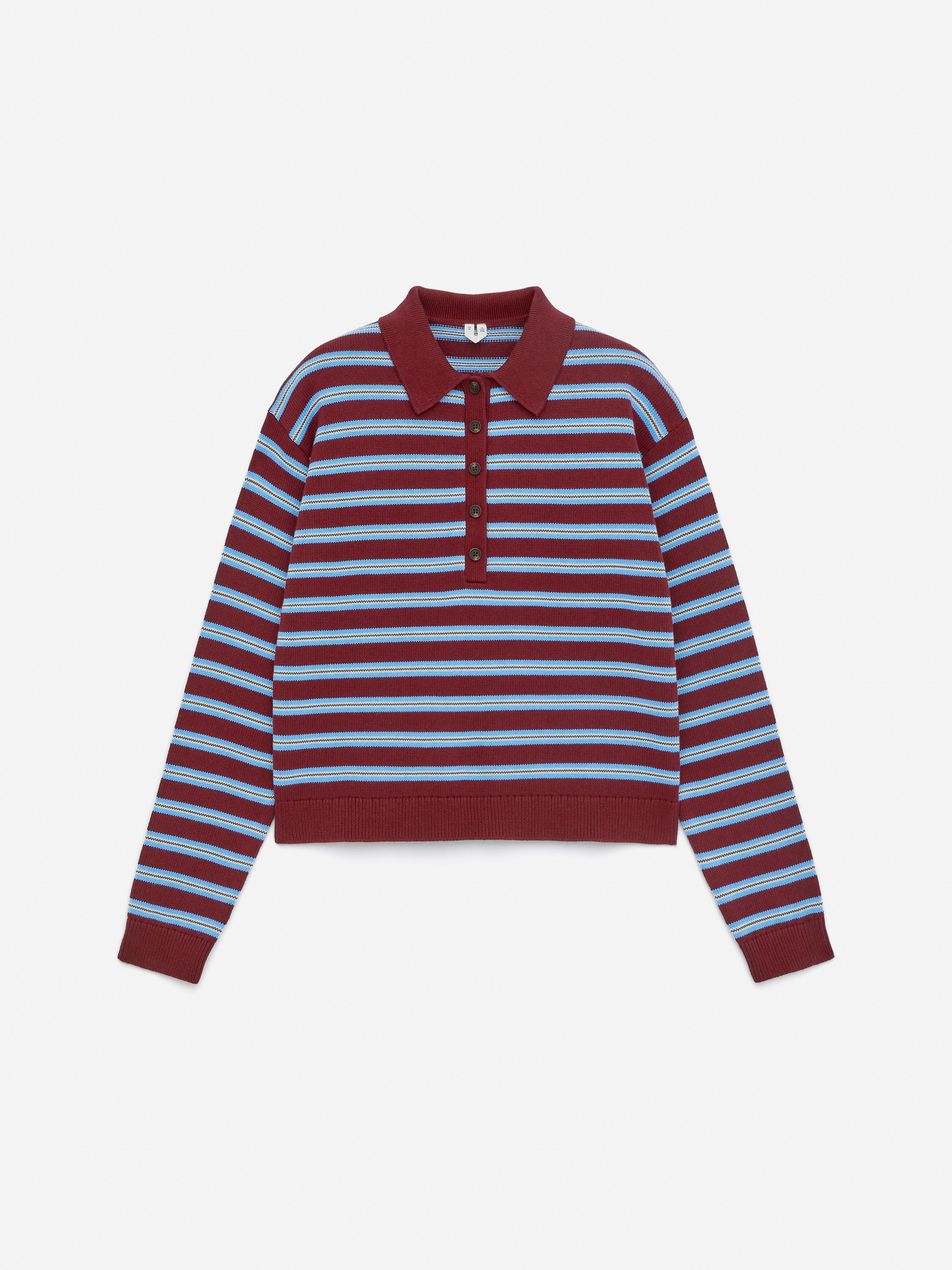 Kötött pólóing - Burgundi/Kék