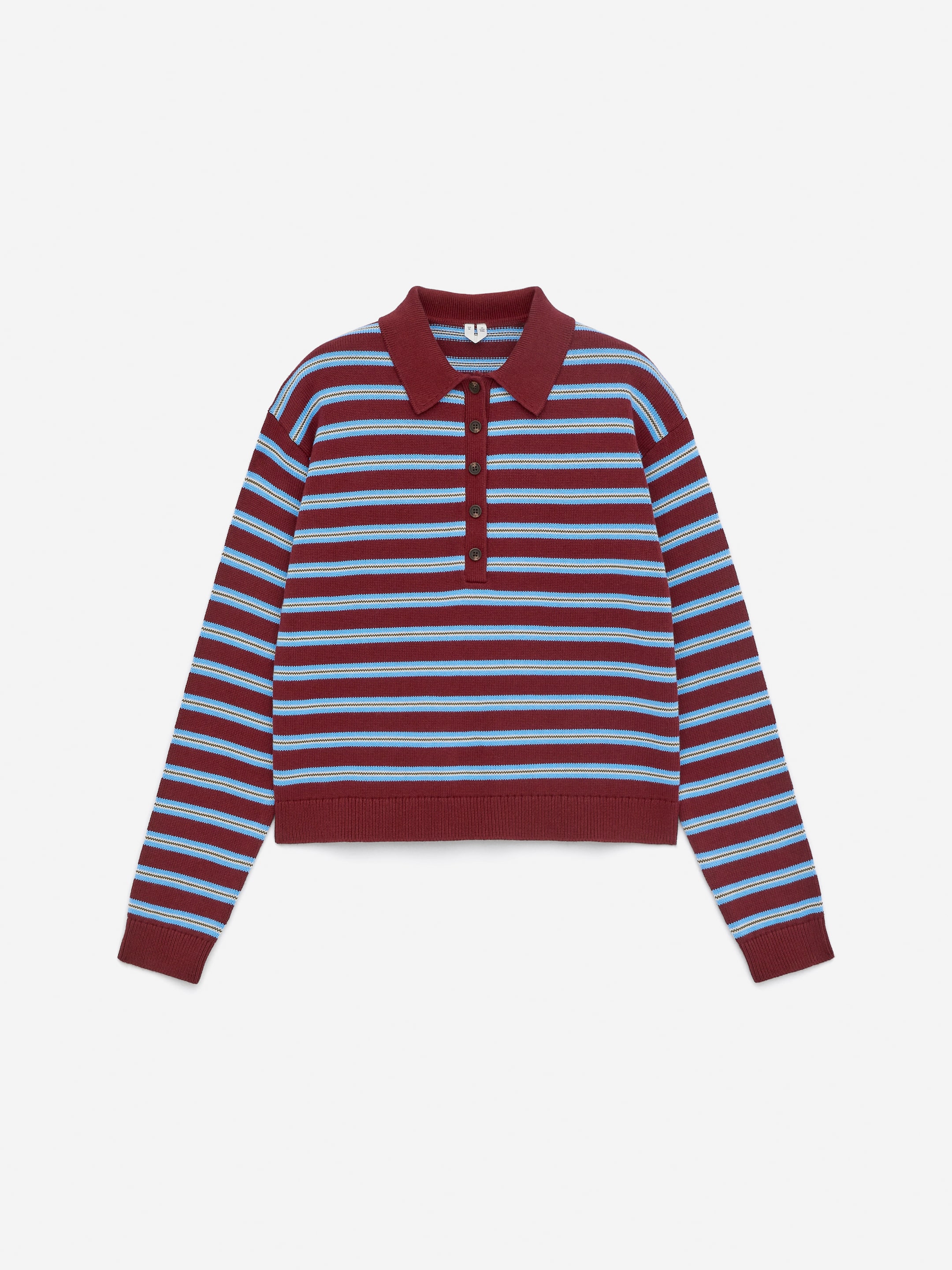 Knitted Polo Shirt - Burgundy/Blue - Regular fit - Women - StillMedia/DescriptiveStillLife - 2