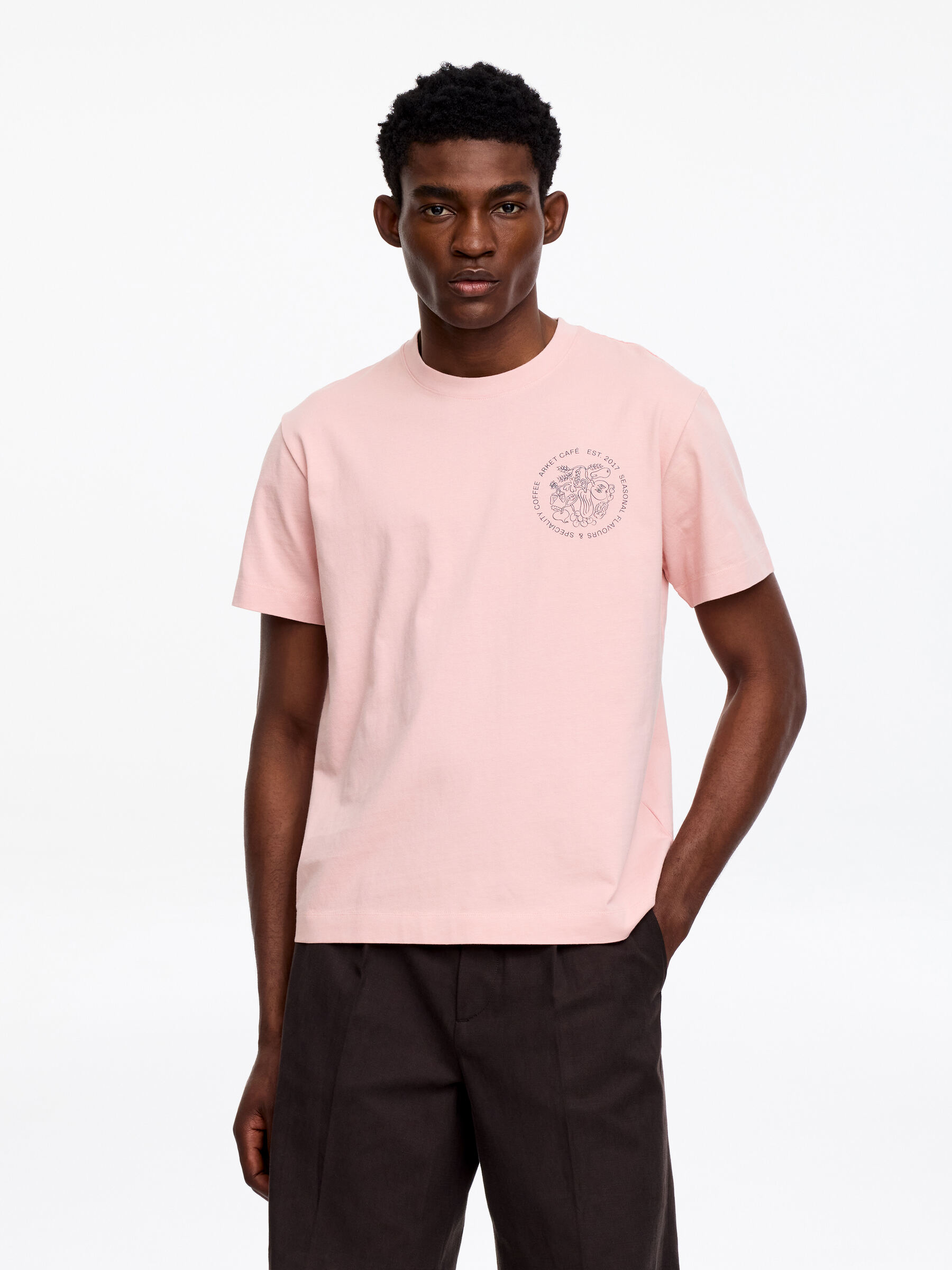 ARKET CAFÉ Printed T-Shirt-#D6B8B9-19332