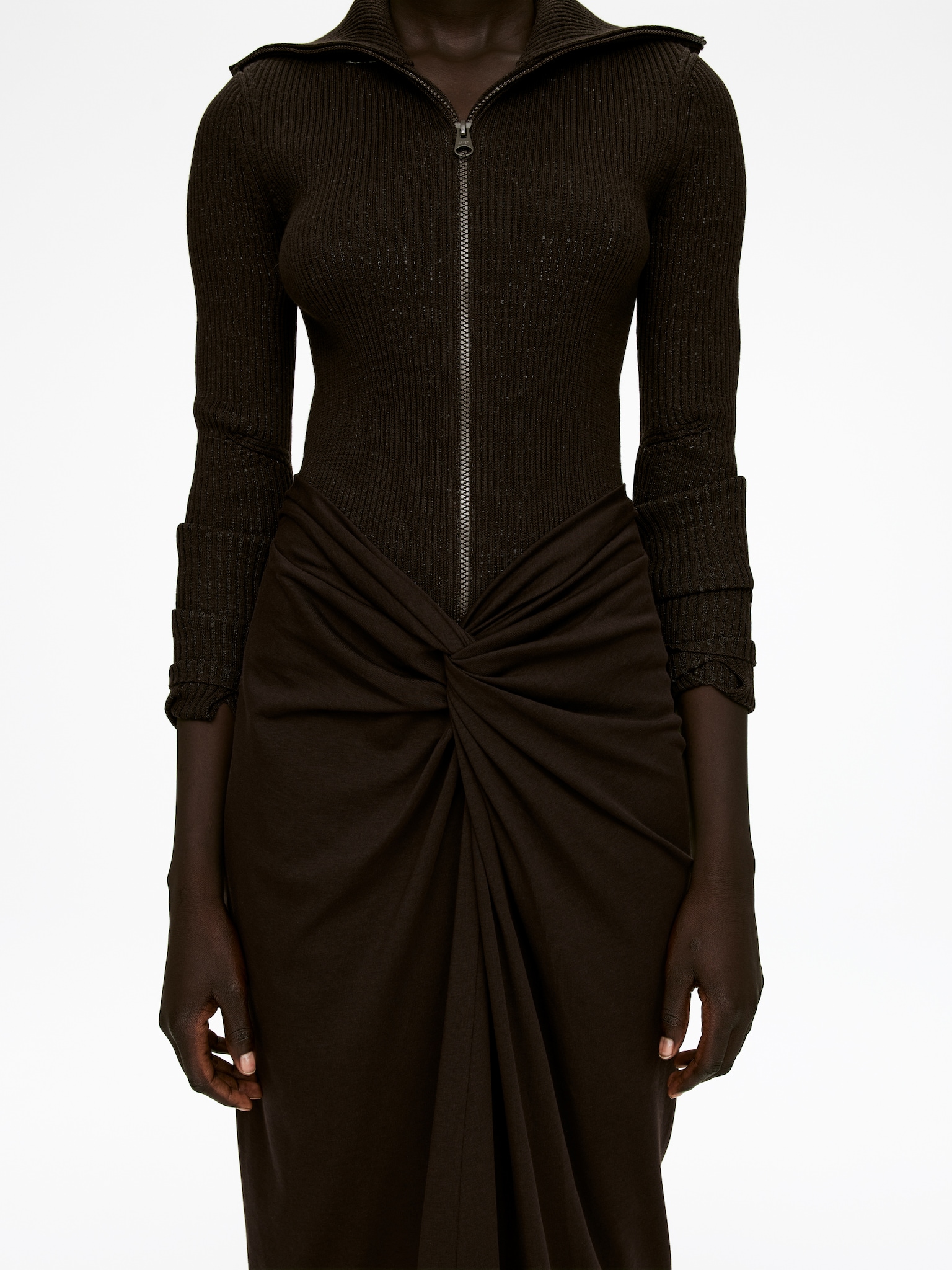 Twist Midi Skirt - Brązowy - 6
