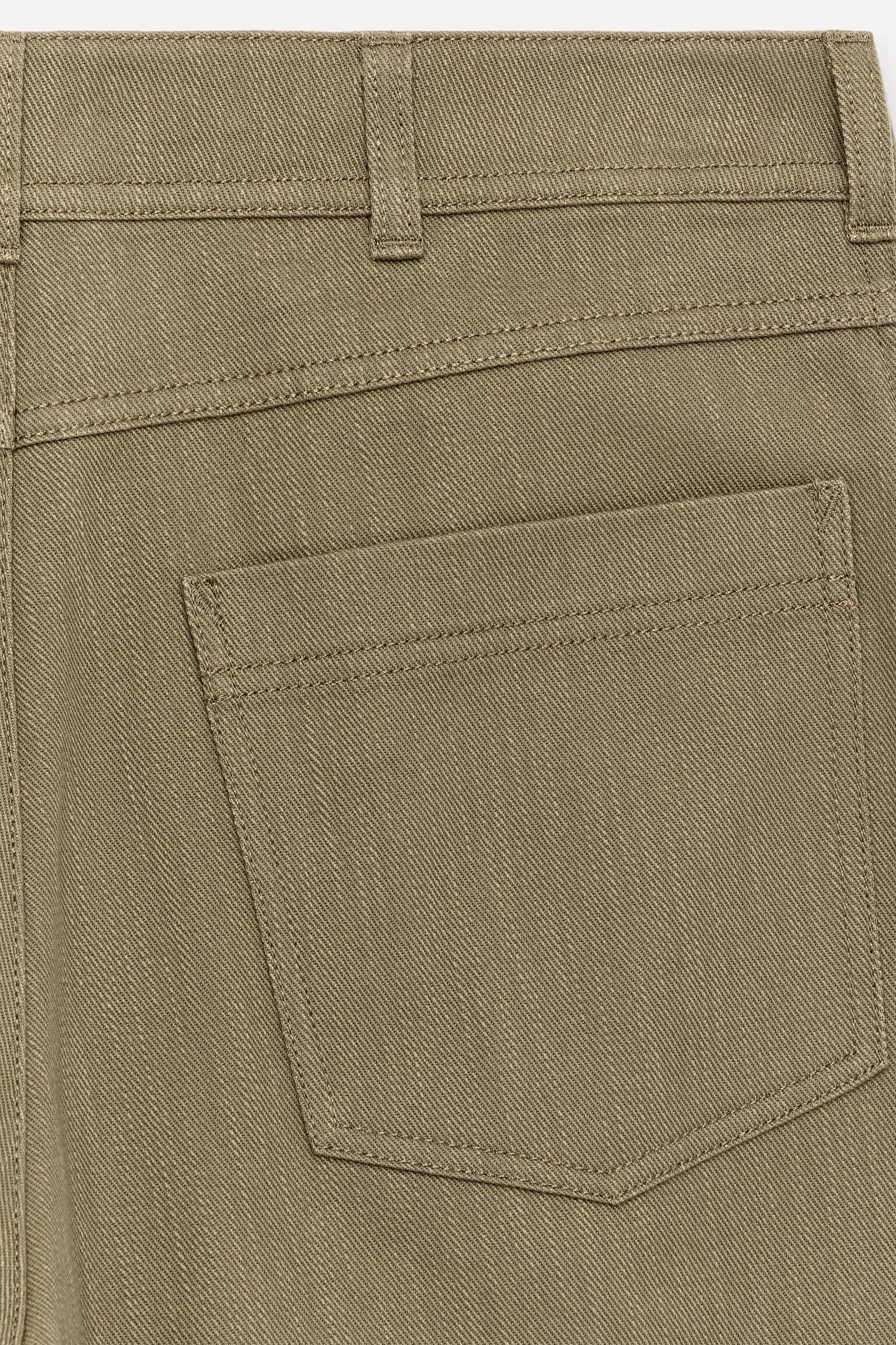 Pantalones de sarga de algodón de corte relajado - Verde caqui/Azul oscuro - 6