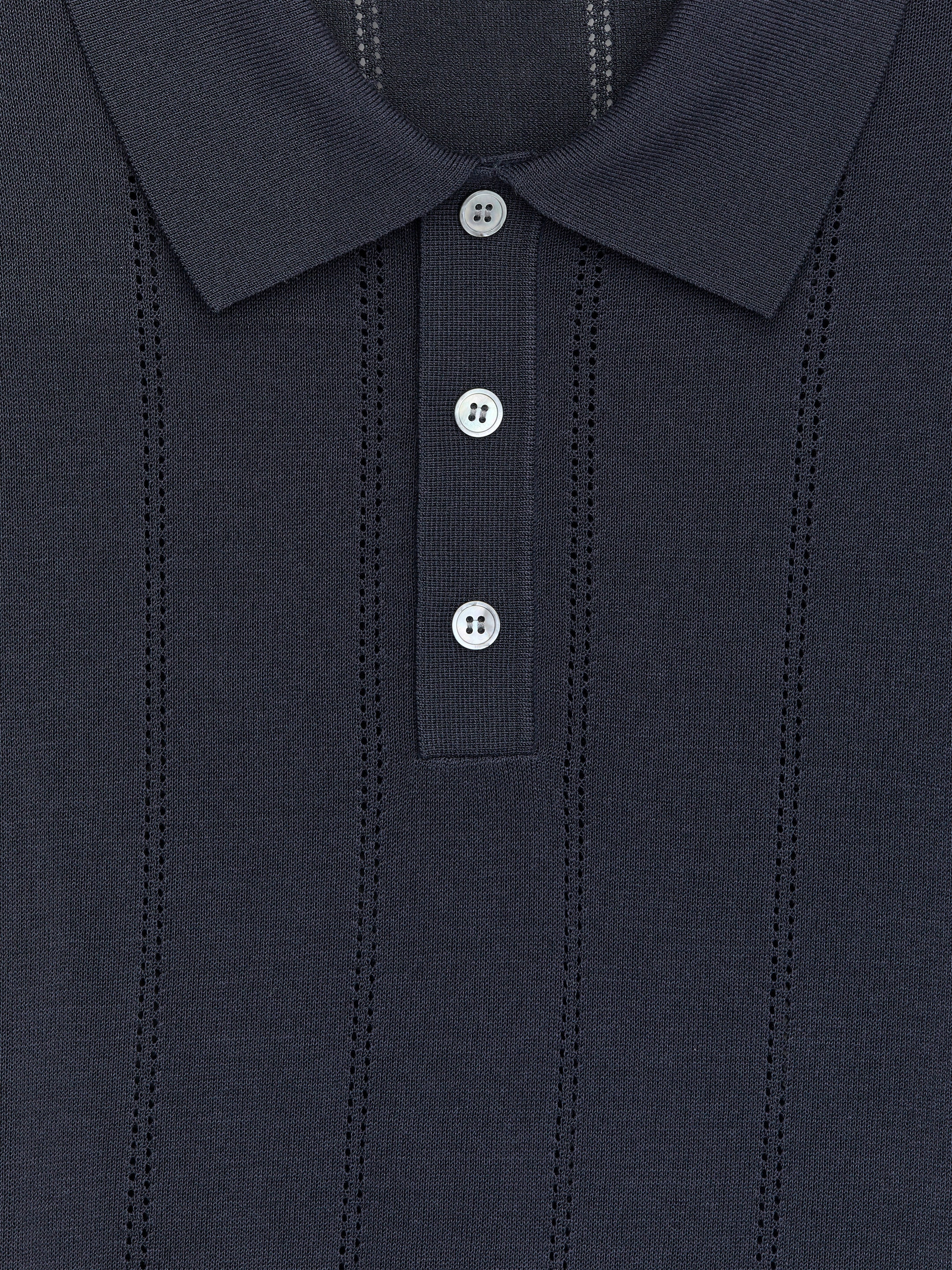 Pointelle Polo Shirt - Dark Blue - Regular fit - Men - StillMedia/DescriptiveDetail - 1