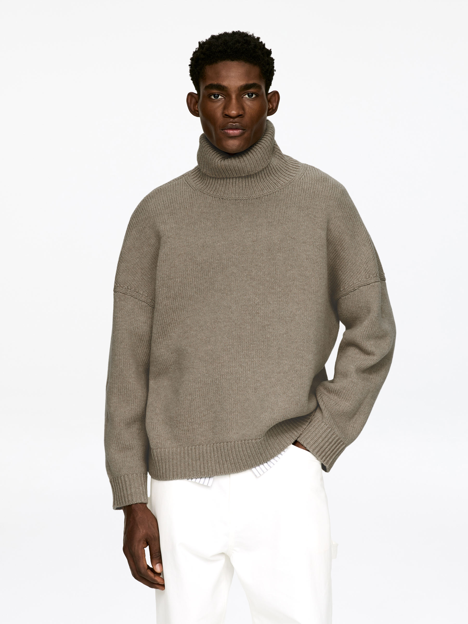 Rollkragenpullover aus Wolle - Beige - Loose Fit - Herren - StillMedia/Lookbook - 3