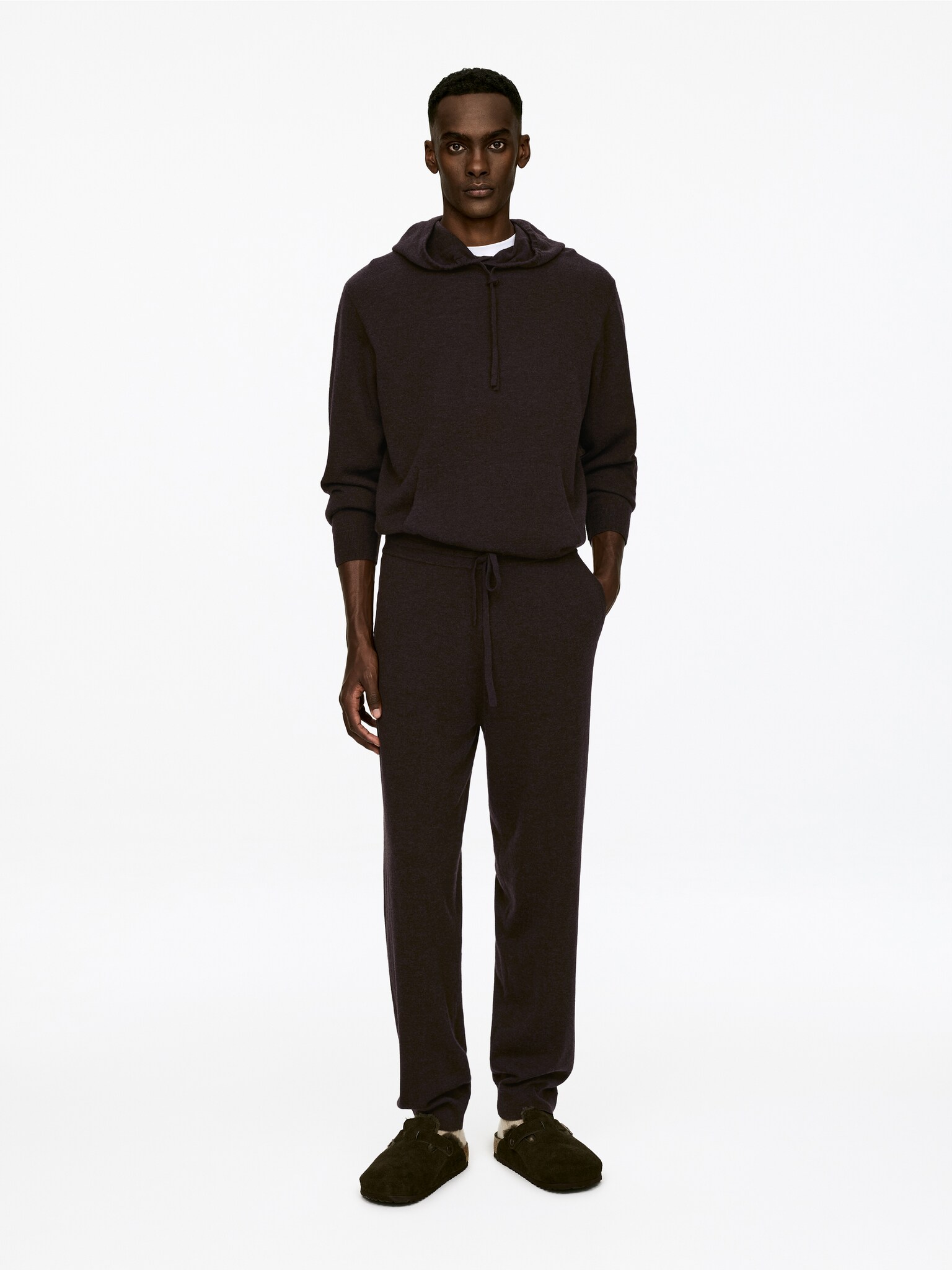 Kötött gyapjú kasmír nadrág - Dark Brown - 2