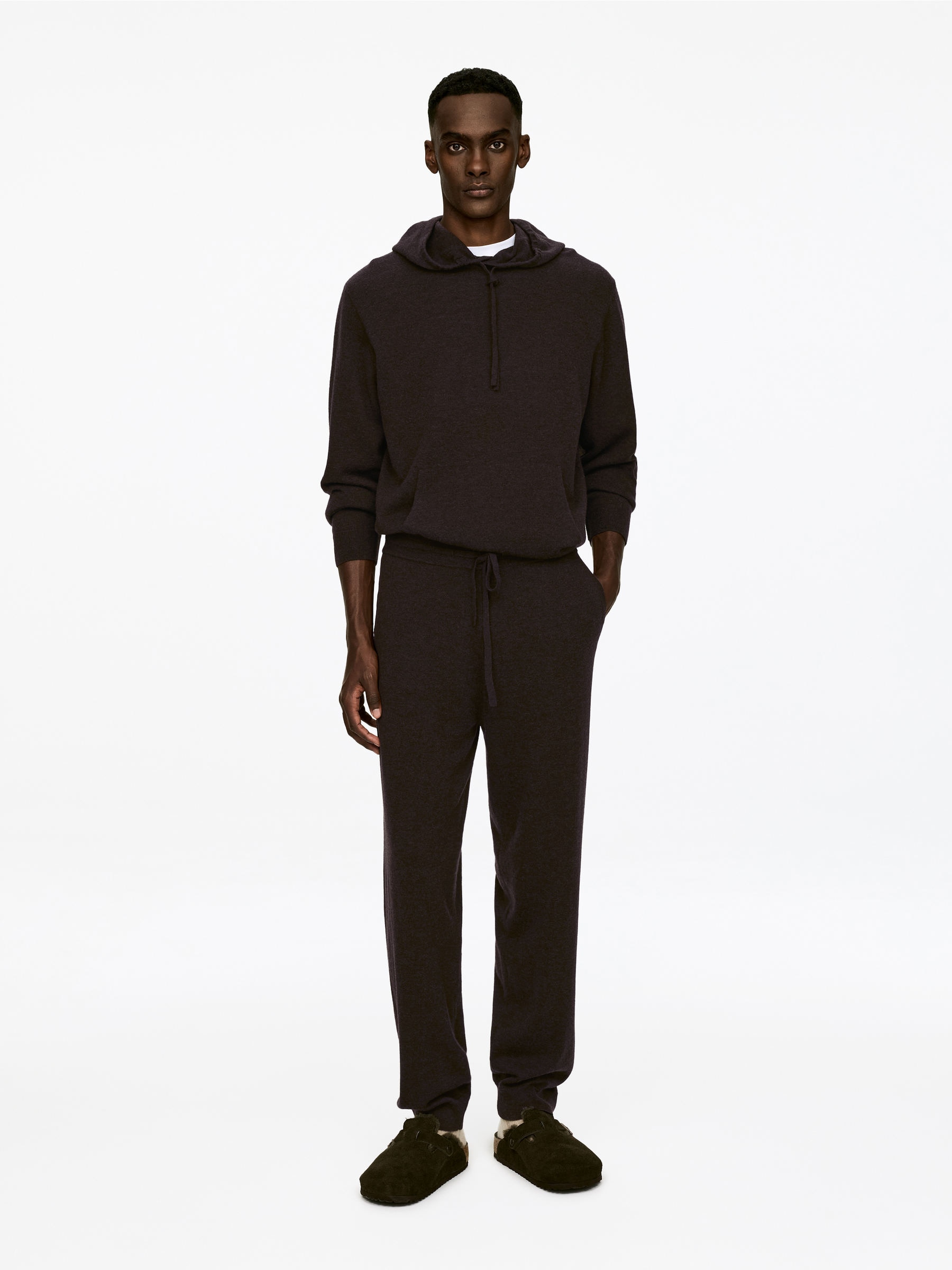 Knitted Wool Cashmere Trousers-#3F3838-17111