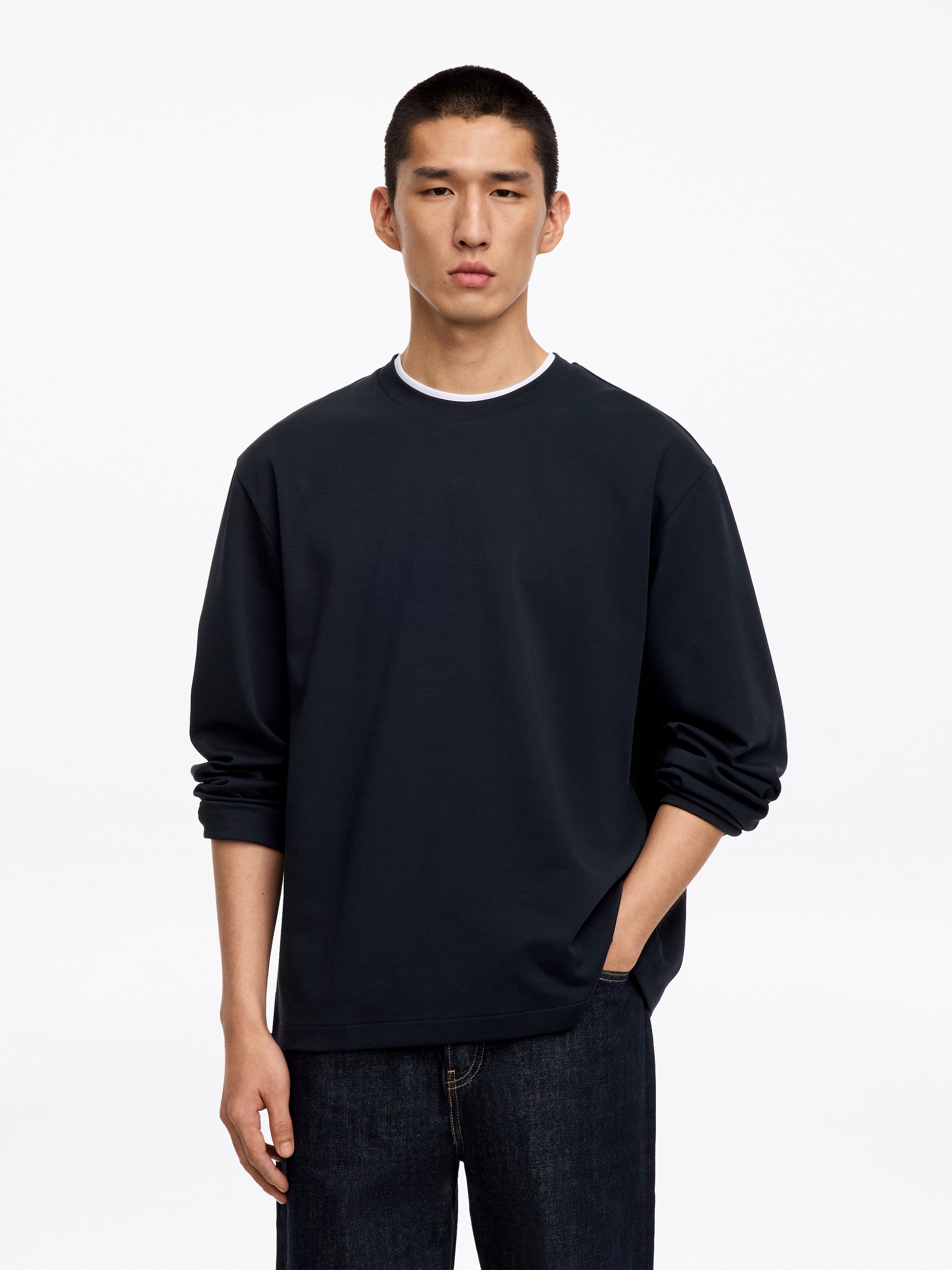 Interlock Long-Sleeve T-Shirt-Blue-19894
