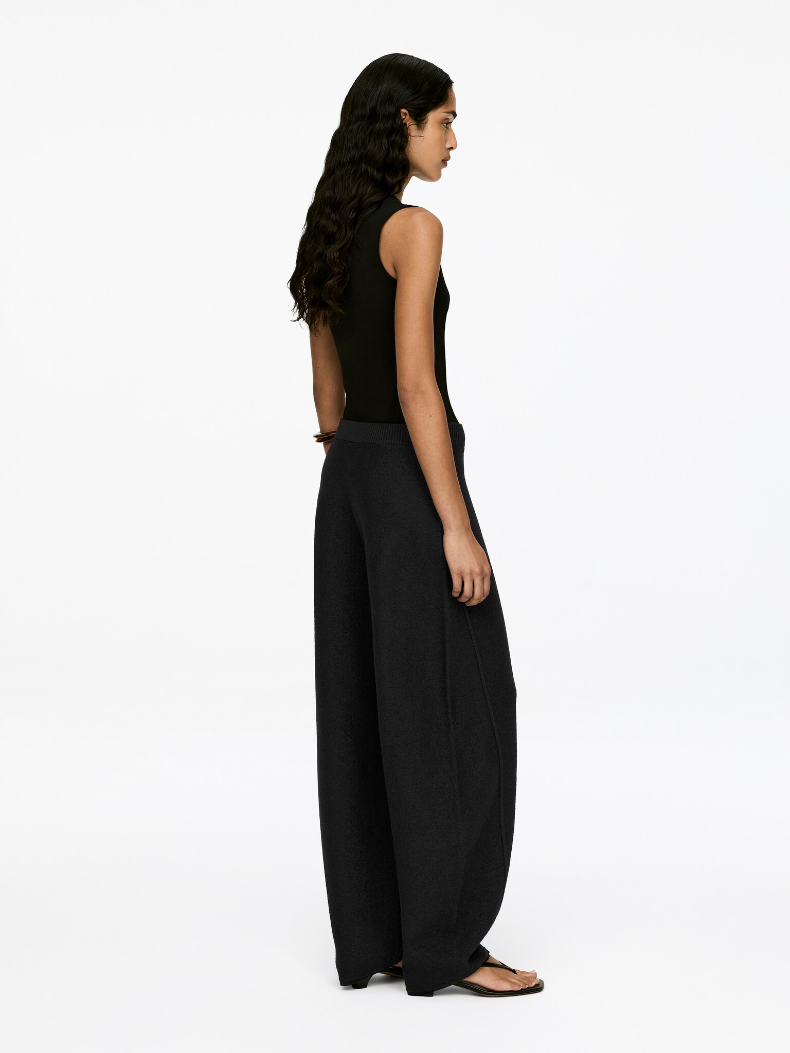 Pantalon en laine bouillie - Noir - 3