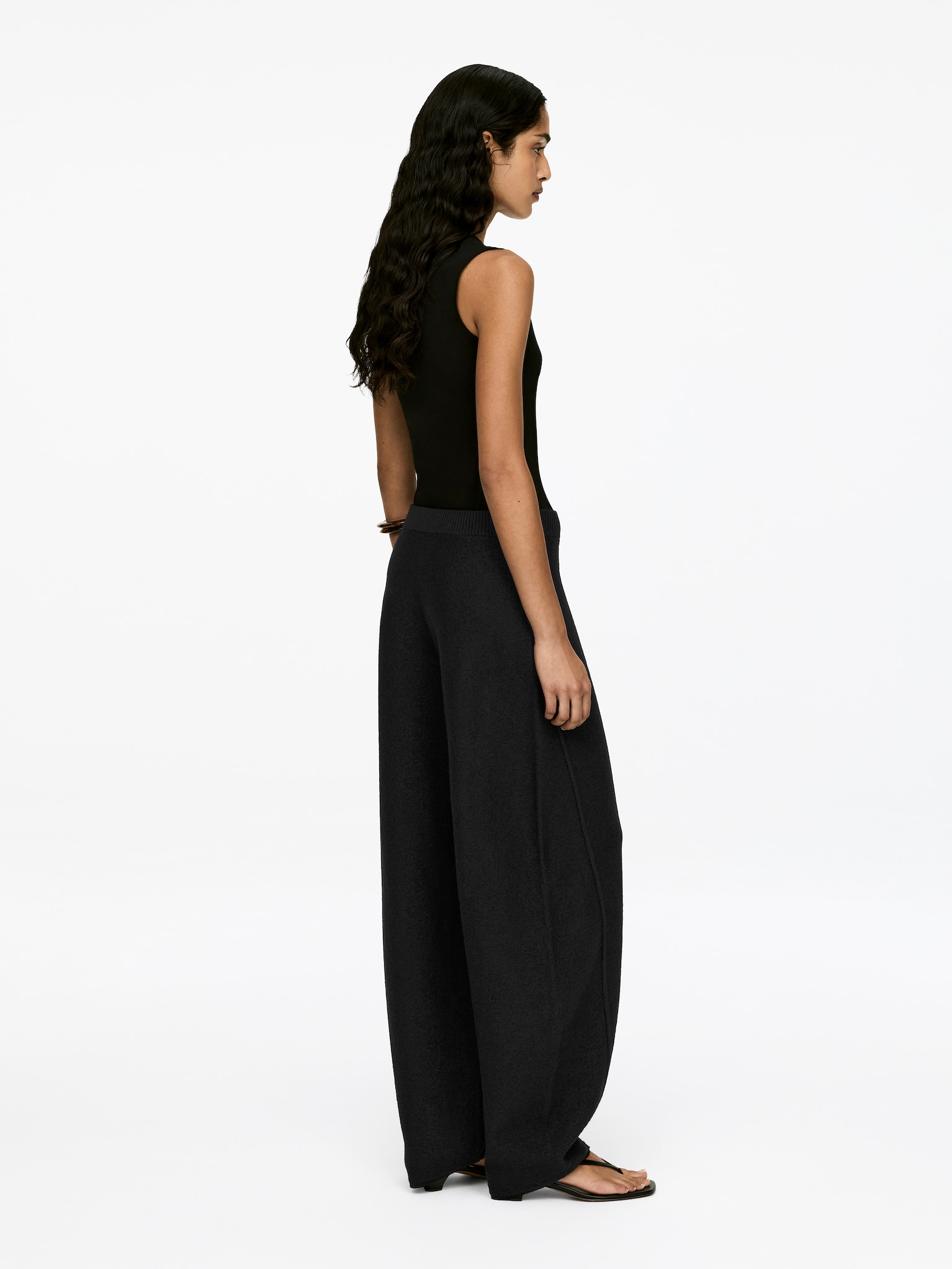 Pantalon en laine bouillie - Noir - 4