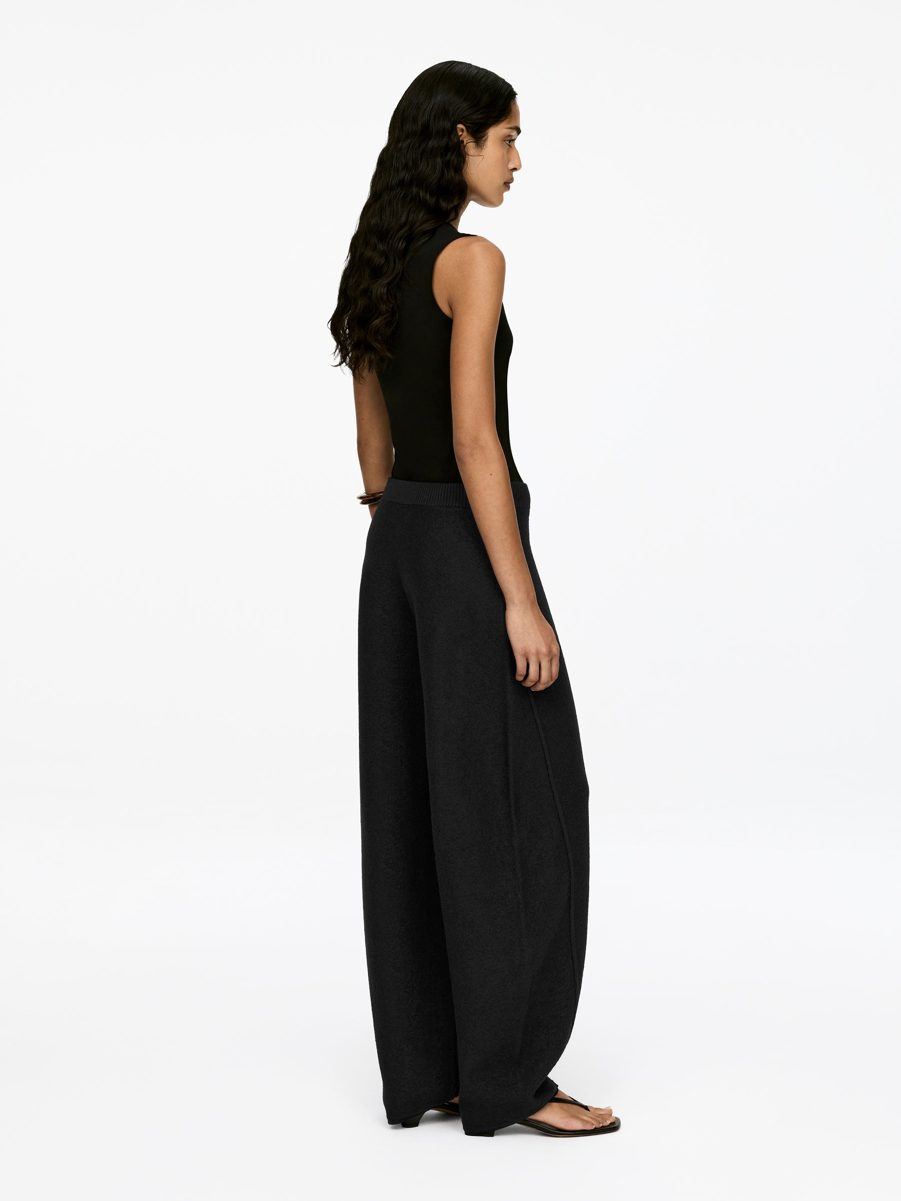 Boiled Wool Trousers - Black - Loose fit - Women - StillMedia/Lookbook - 6