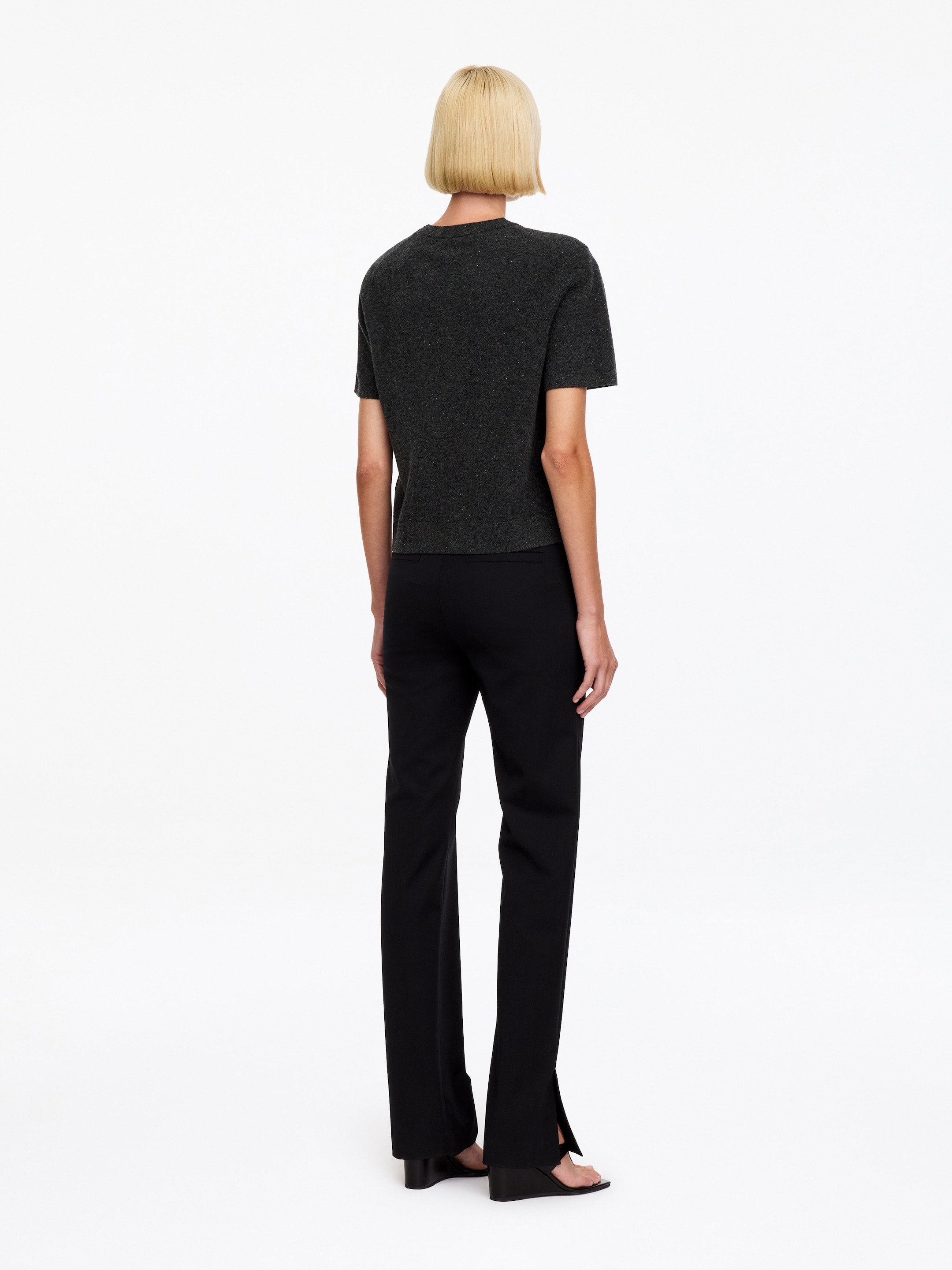 Wool Knitted T-Shirt - Dark Grey Melange - Regular fit - women - StillMedia/Lookbook - 4
