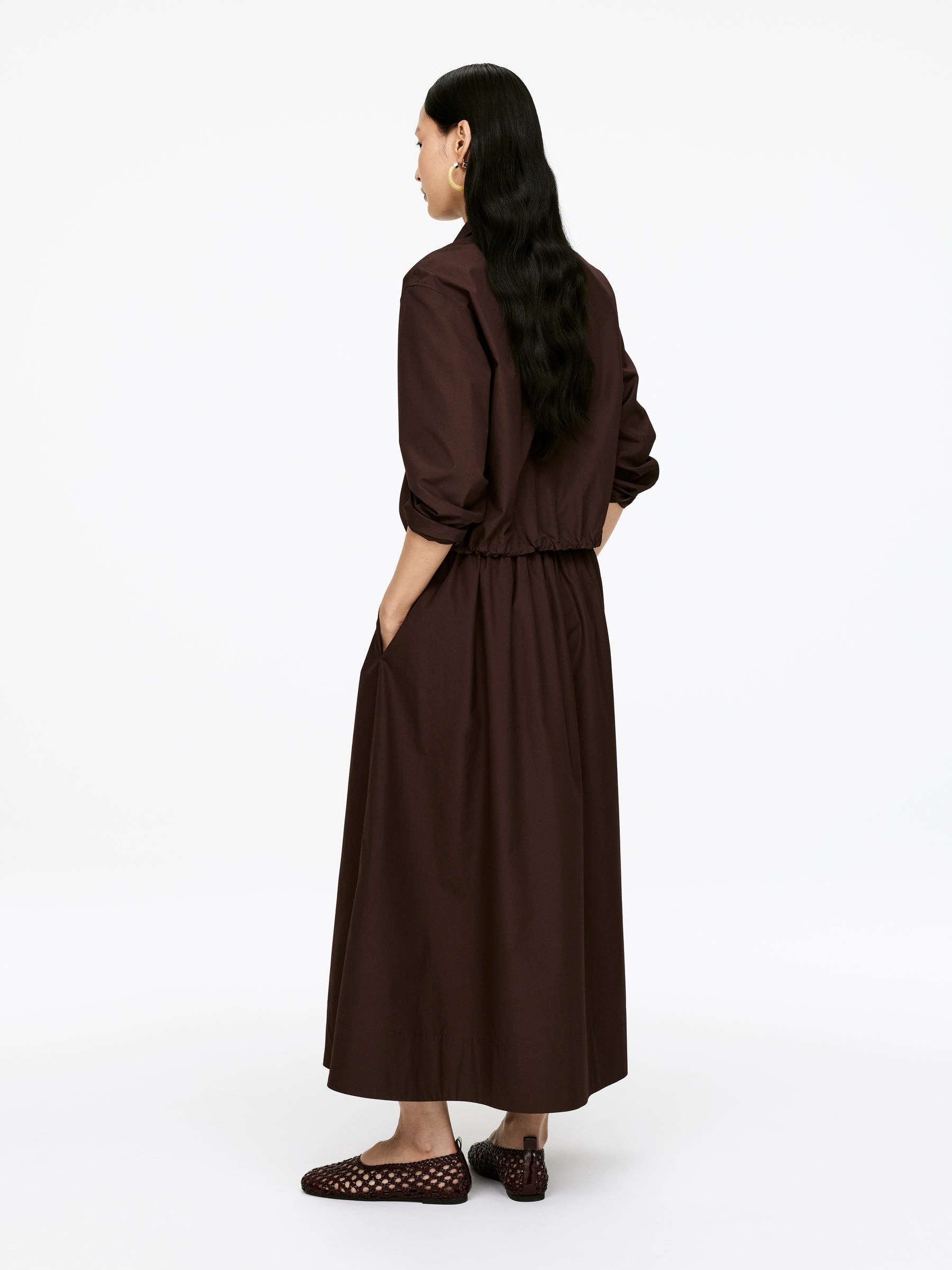 Jupe en popeline de coton - Marron foncé - Regular fit - Femme - StillMedia/Lookbook - 5