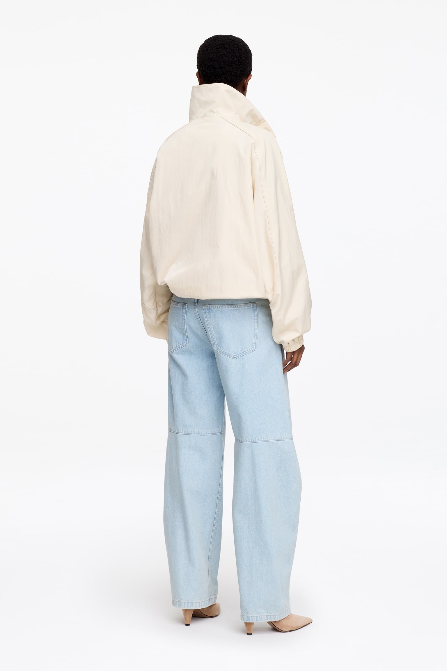 Nylonjacka med hög krage - Off-white/Röd - 5