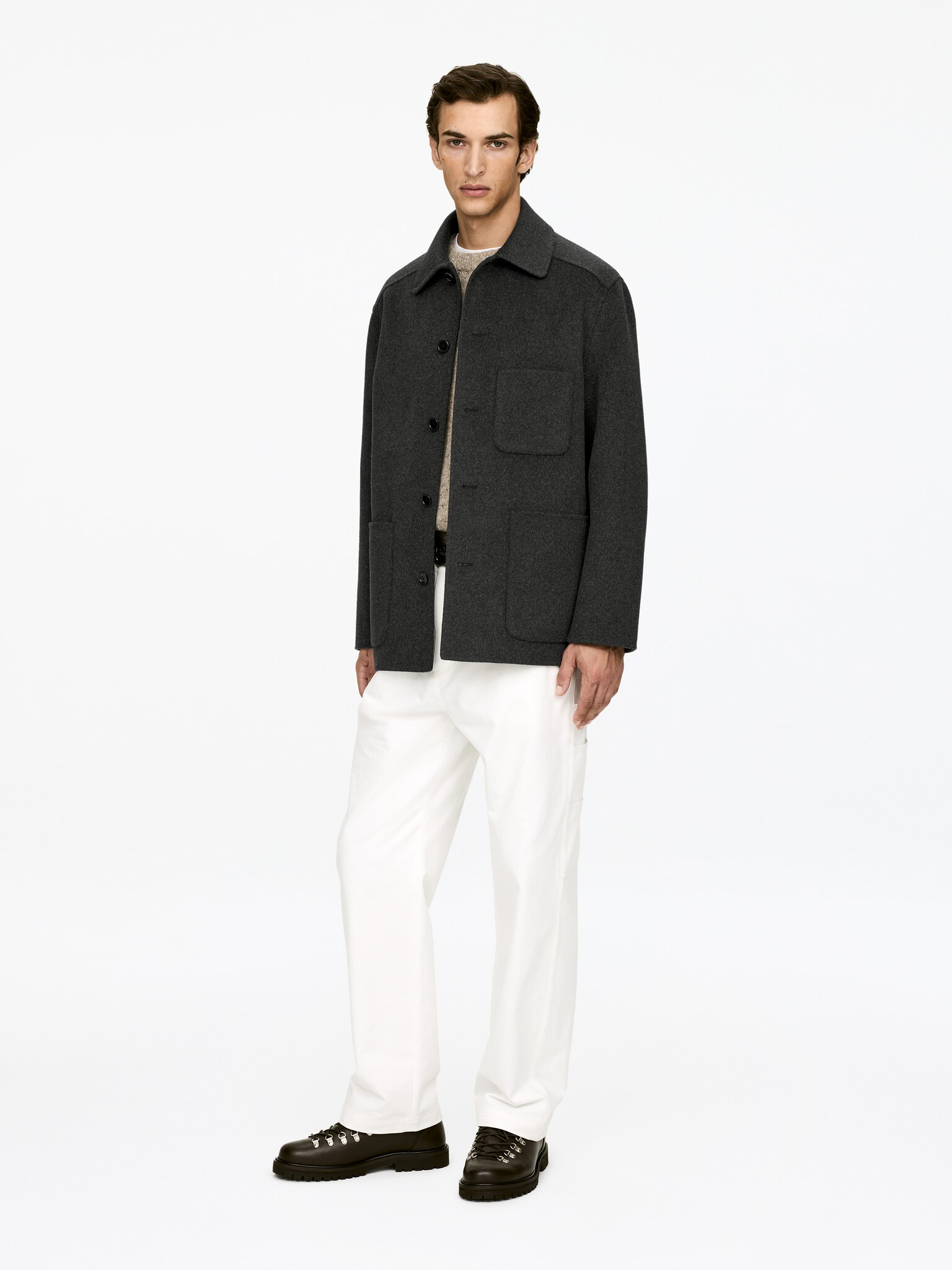 Jachetă din amestec de lână dublu stratificat - Gri închis/Dark Blue - 7