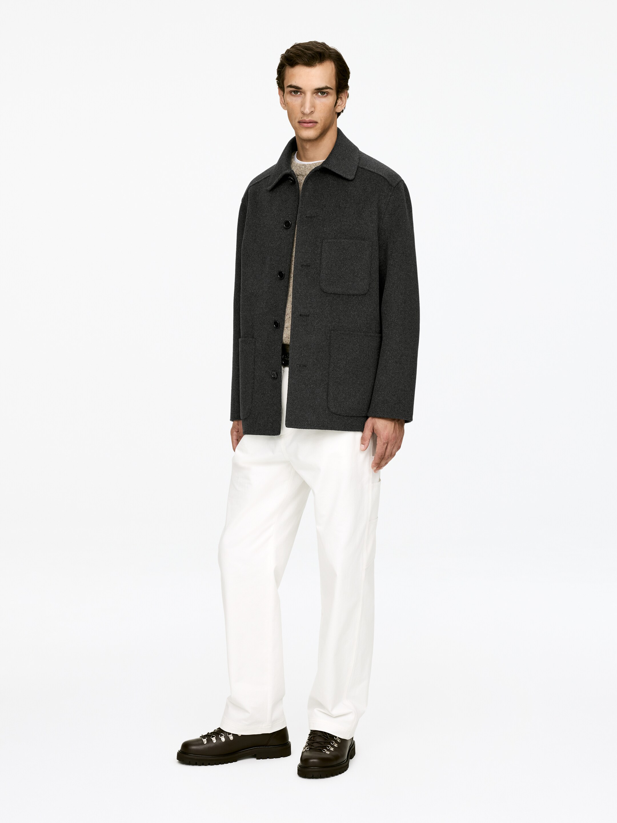 Vis større bilde: Tosidig jakke i ullblanding - Mørkegrå - HERRE | H&M NO 4