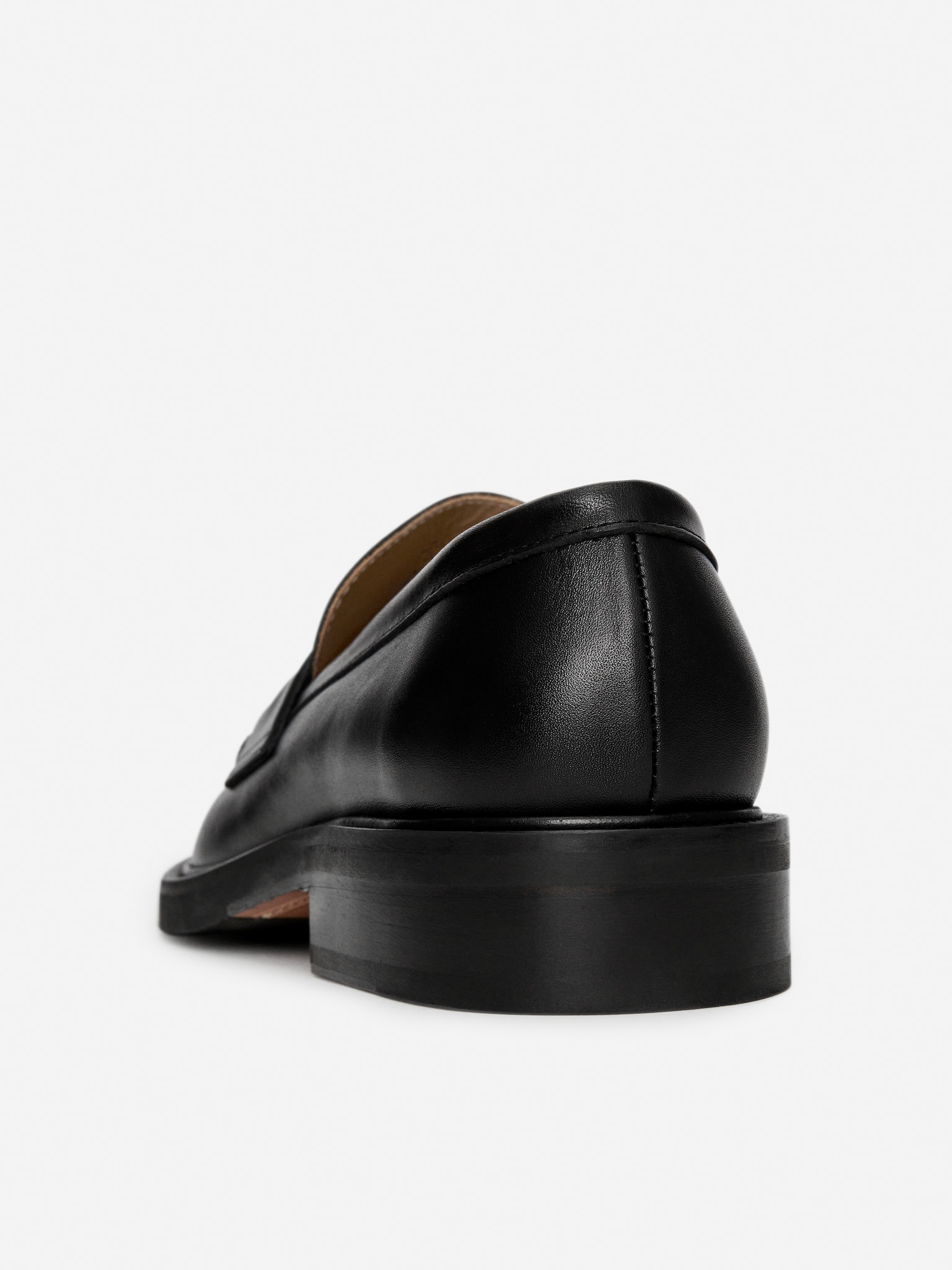Leather Penny Loafers - Black - 6