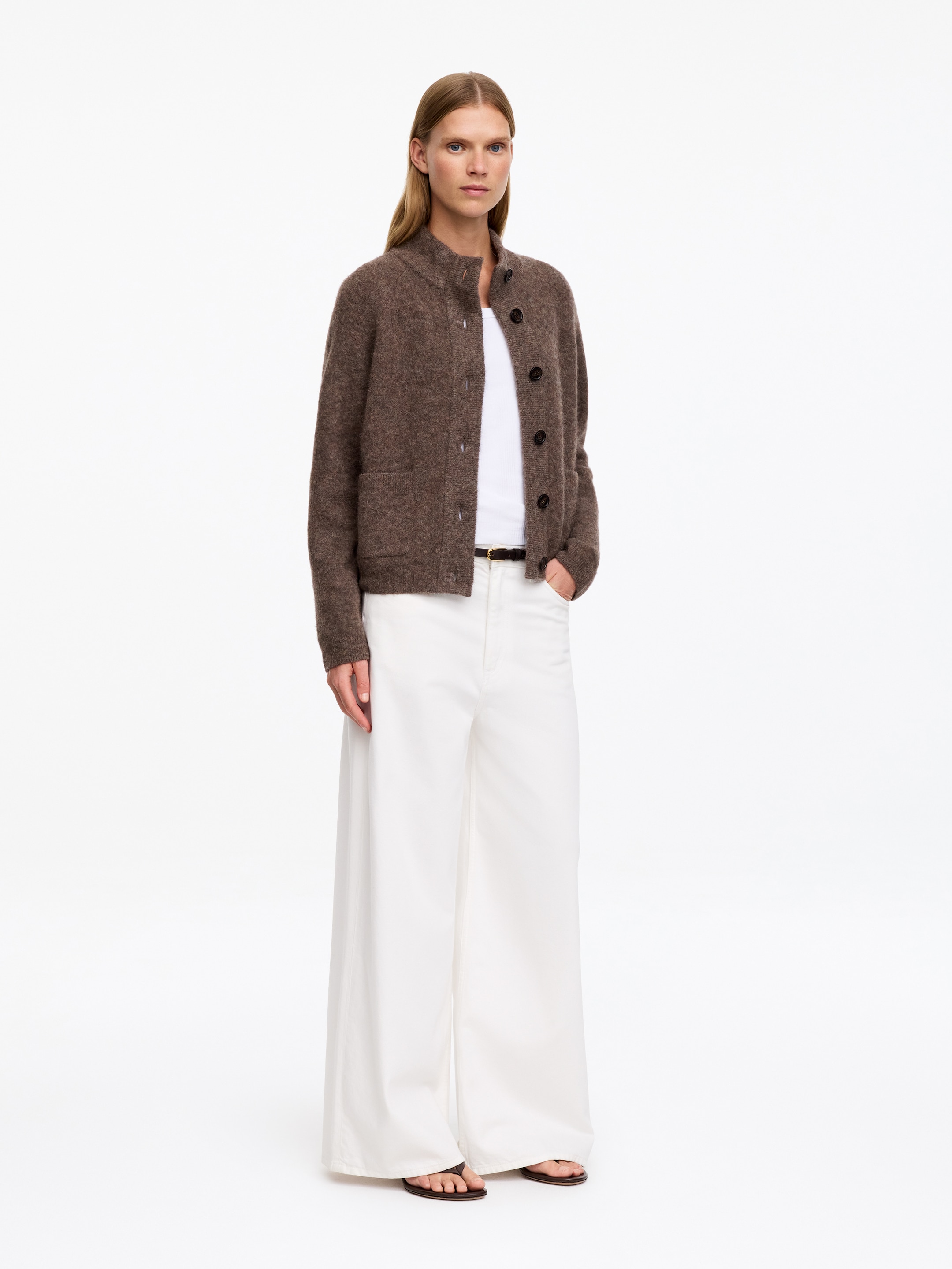 Alpaca-Wool Blend Cardigan - Dark Taupe - Loose fit - women - StillMedia/Lookbook - 4