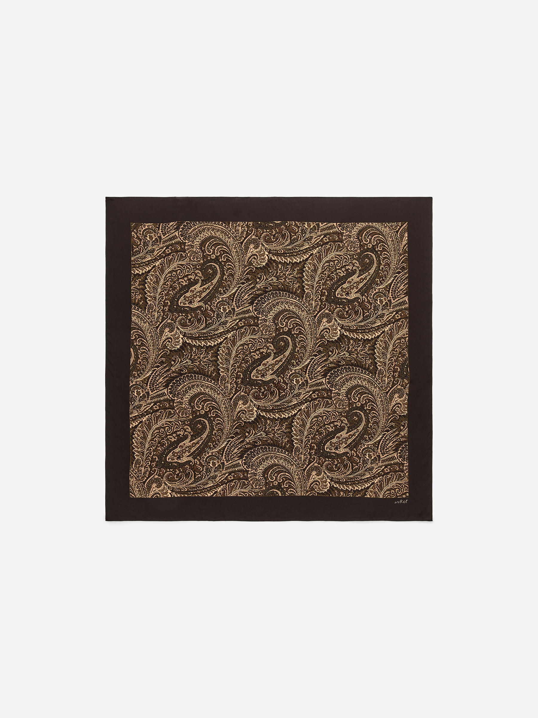 Printed Silk Scarf-#3F3838-17367