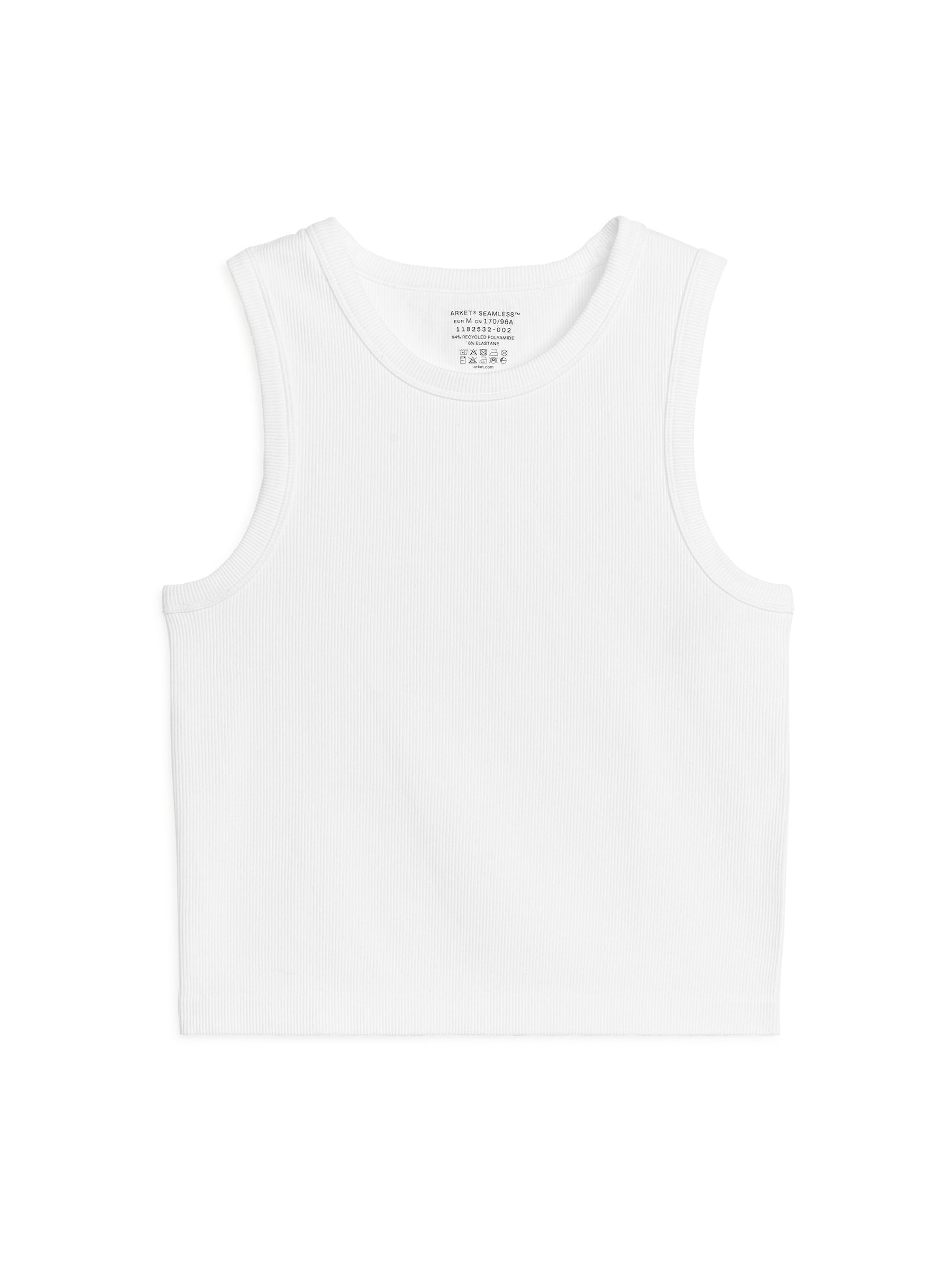 Ribbed Seamless Tank Top-#FFFFFF-5741