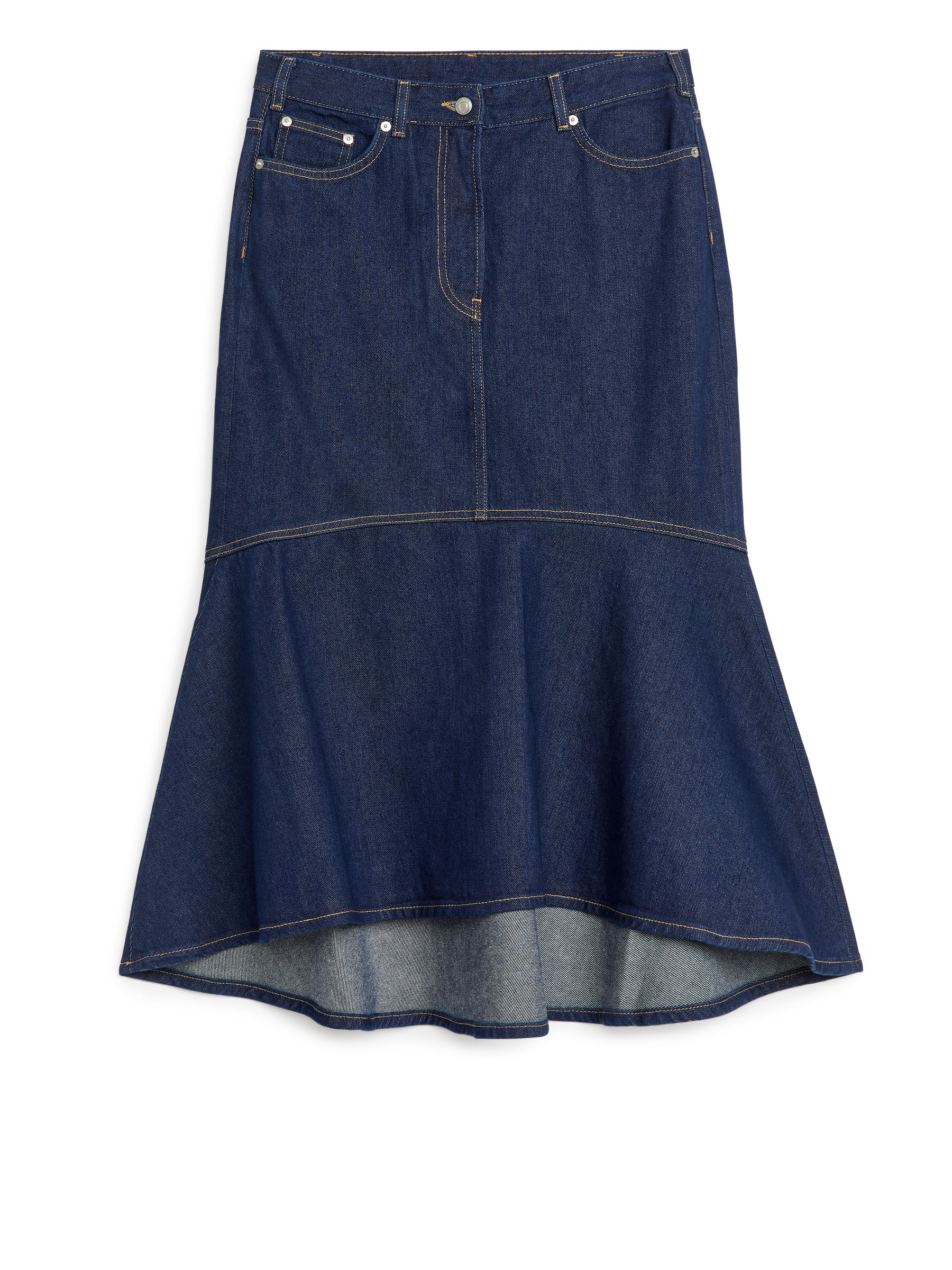 Midirock aus Denim-Blau-5626
