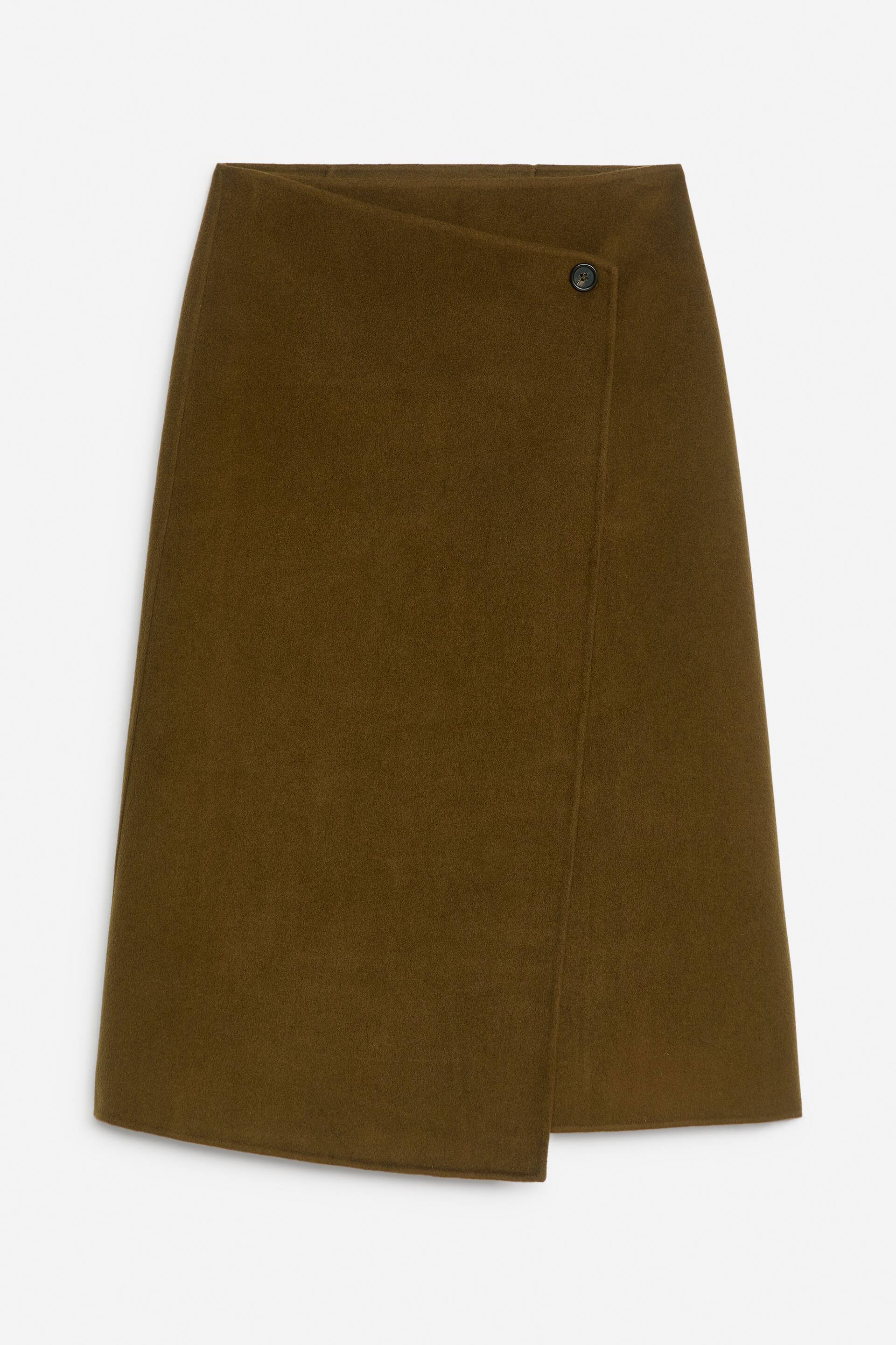 Grotere afbeelding bekijken: Doublé rok van een wolmix - Olijf - DAMES | H&M NL 1