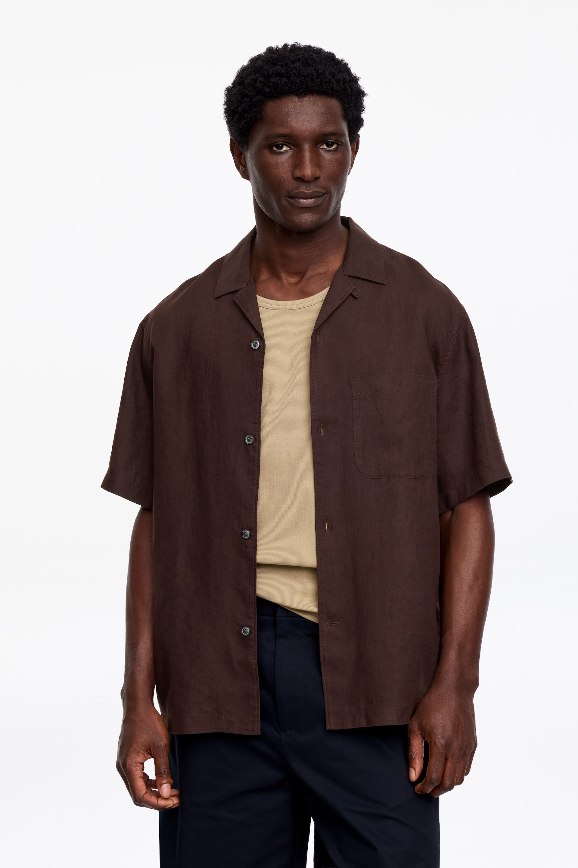 View larger image: Relaxed Linen Resort Shirt - Brown - Men | H&M GB 1