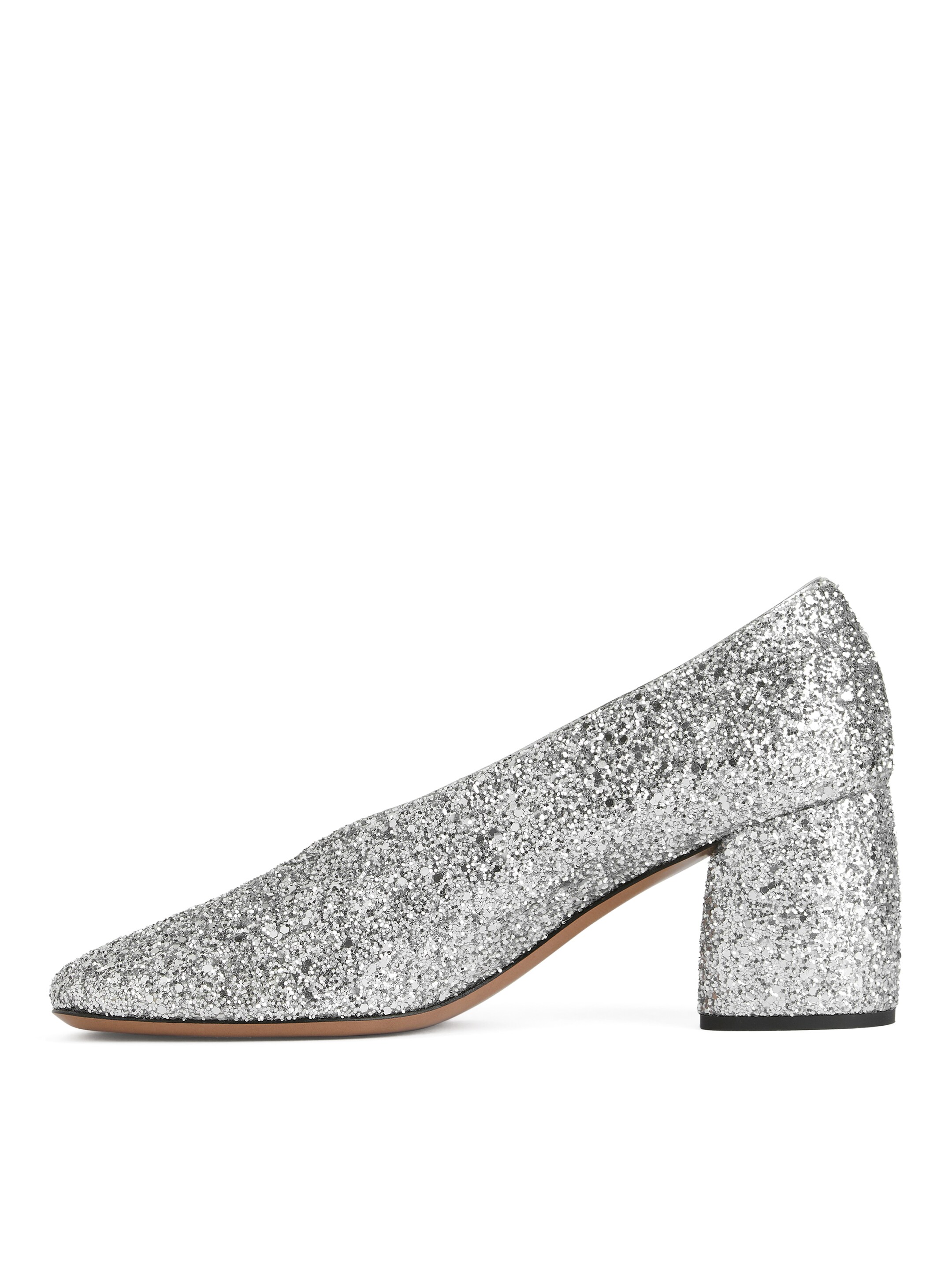 Block Heel Glitter Pumps - Silver - Women - StillMedia/DescriptiveStillLife - 1