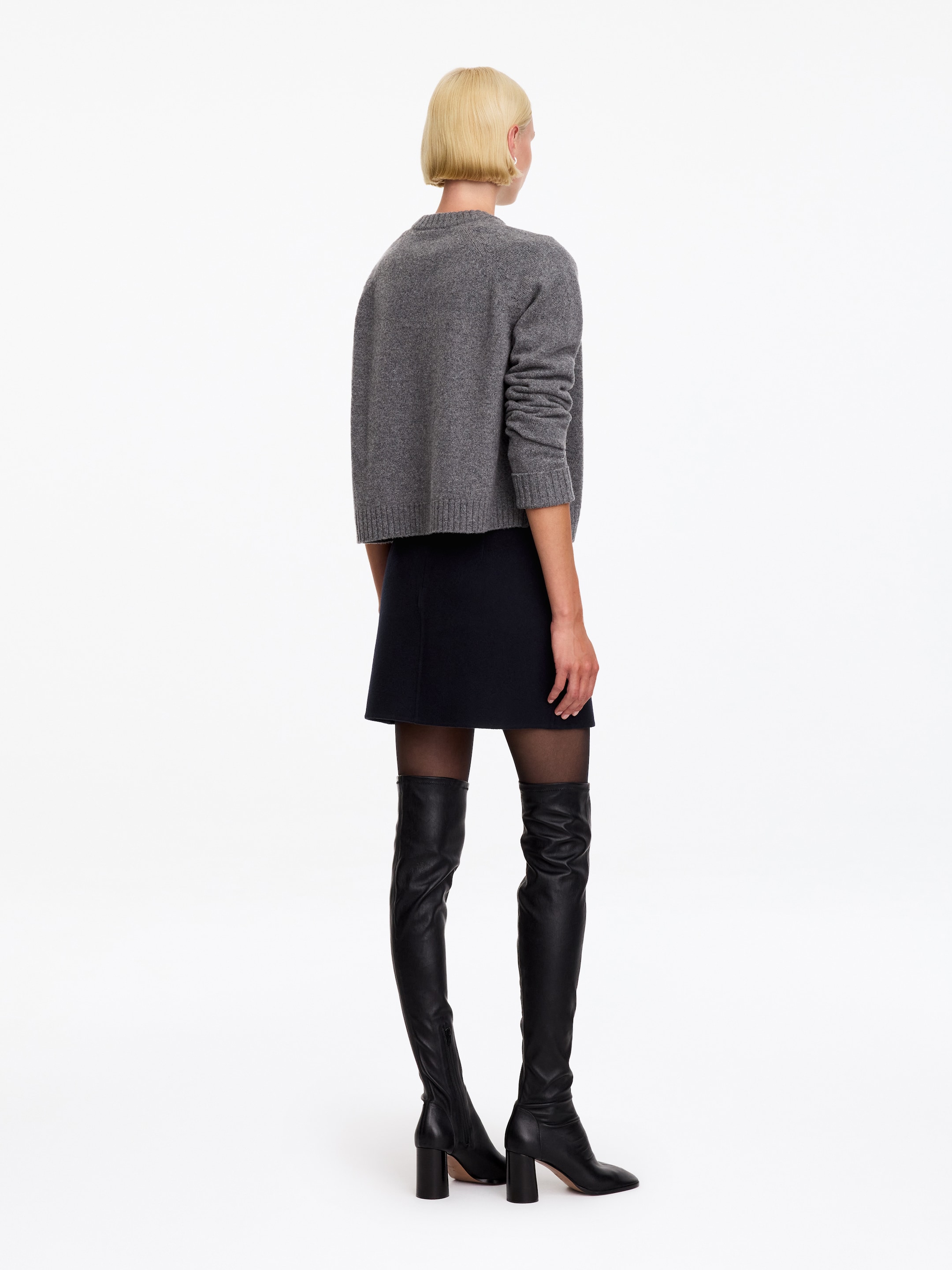 Minikjol i dubbelvävd ullblandning - Marinblå - Regular fit - women - StillMedia/Lookbook - 3