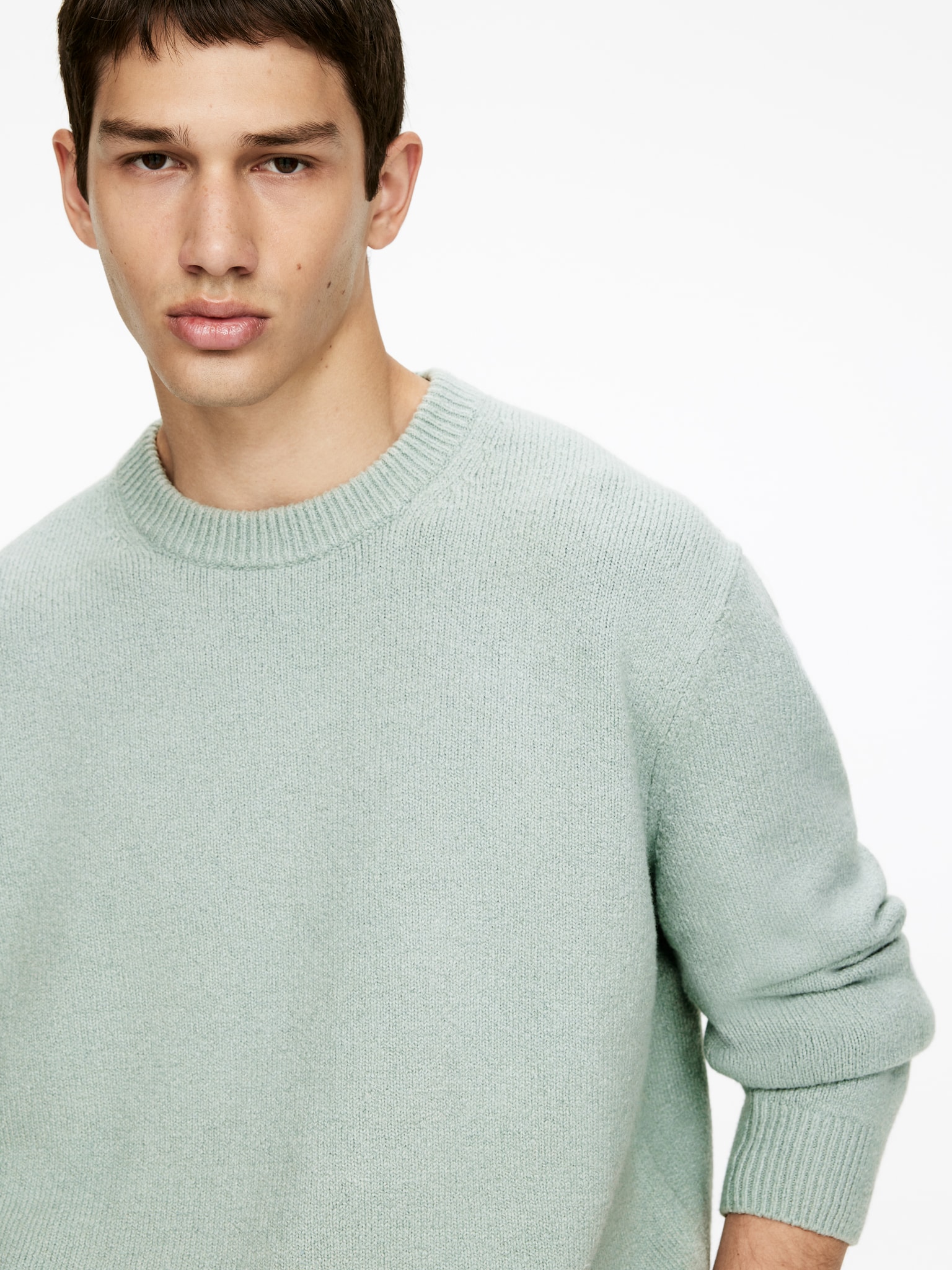 Cotton-Blend Jumper - Støvete mint/Mørkegrå - 5
