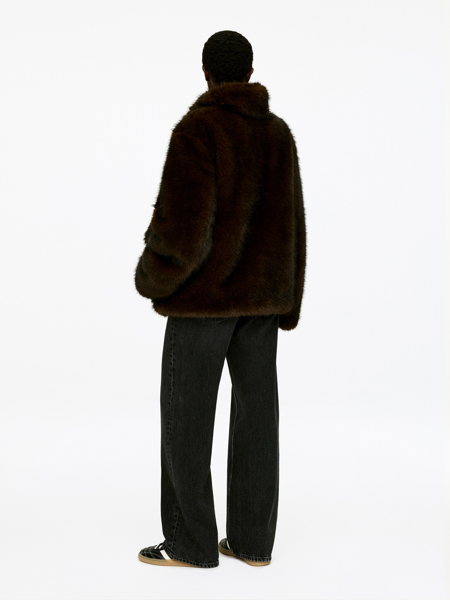 Veste en fausse fourrure - Marron foncé - 3