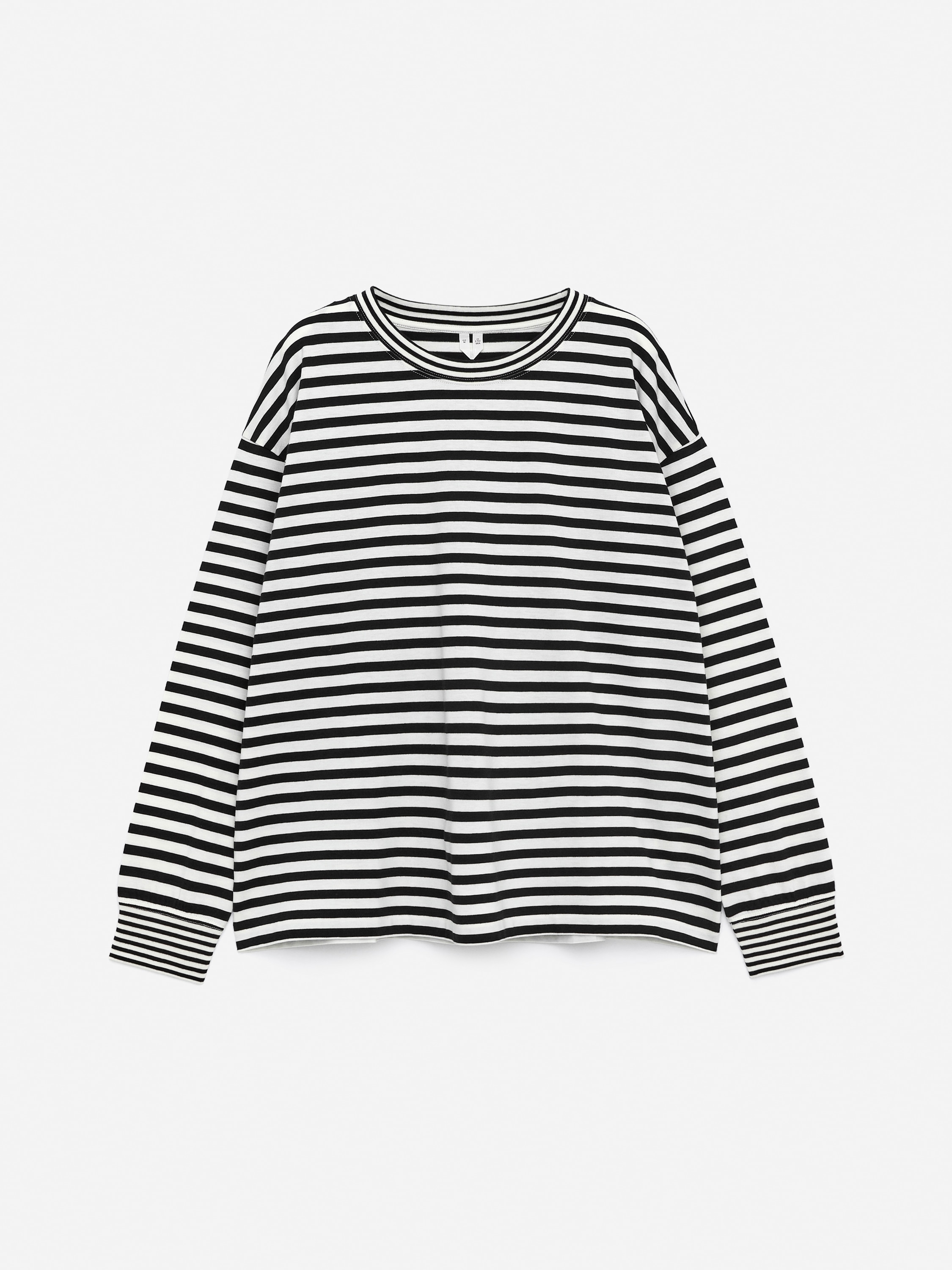 Tricou cu mânecă lungă - Alb/Negru/Alb