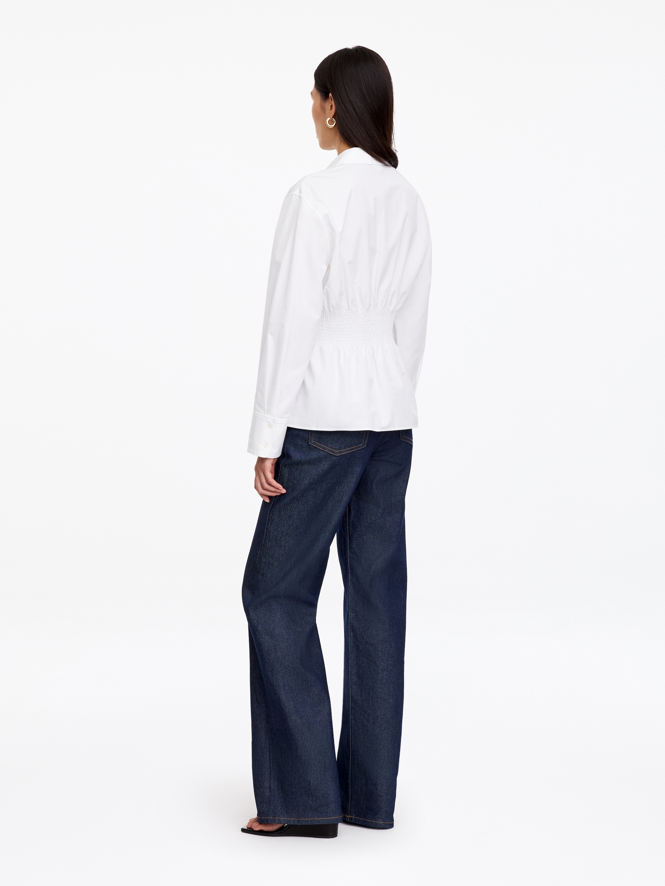 Marszczona bawełniana koszula - Biały - Wąski fason - women - StillMedia/Lookbook - 3