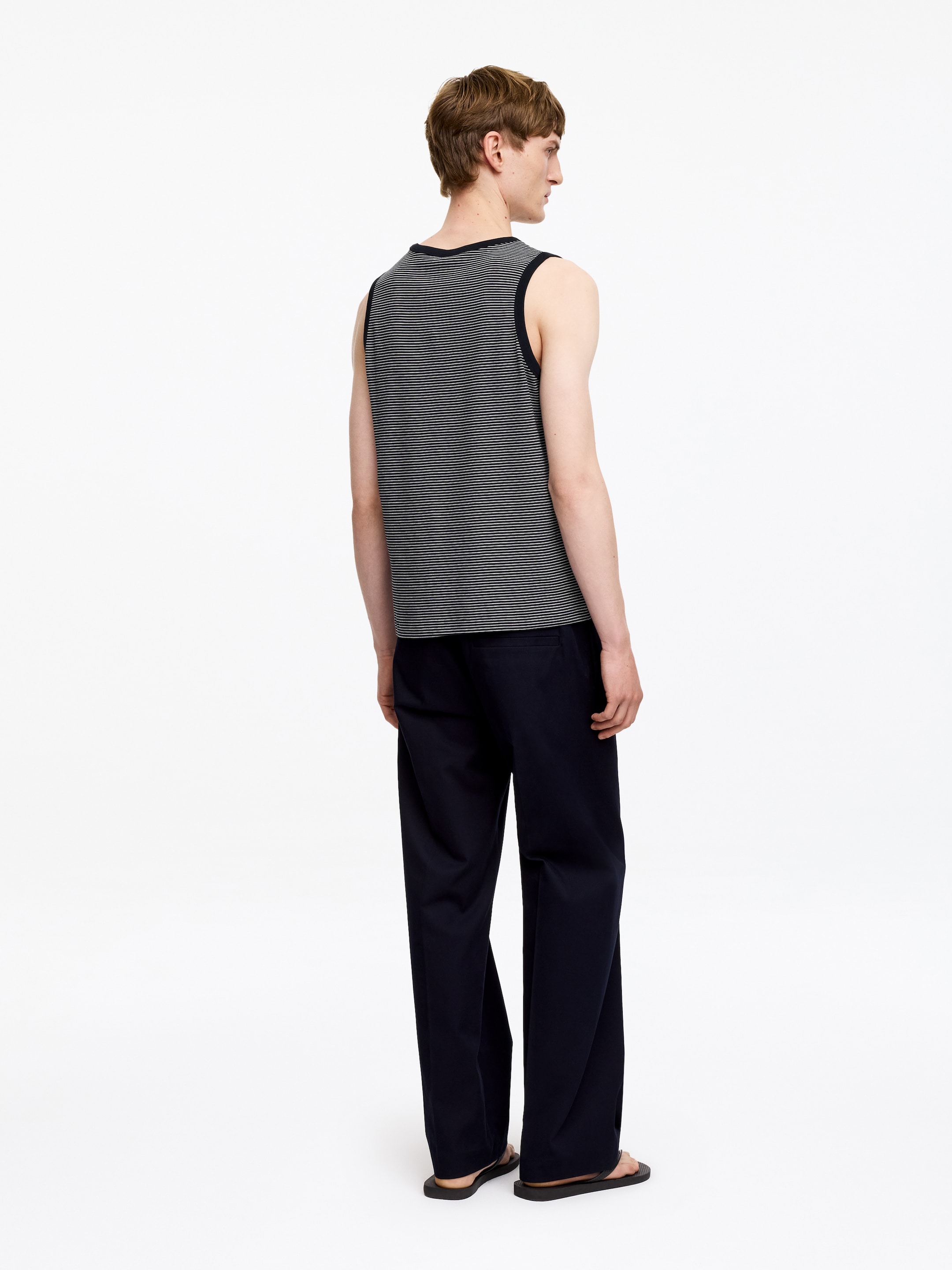Ribbed Tank Top - Dark Blue/White - Regular fit - Men - StillMedia/Lookbook - 2
