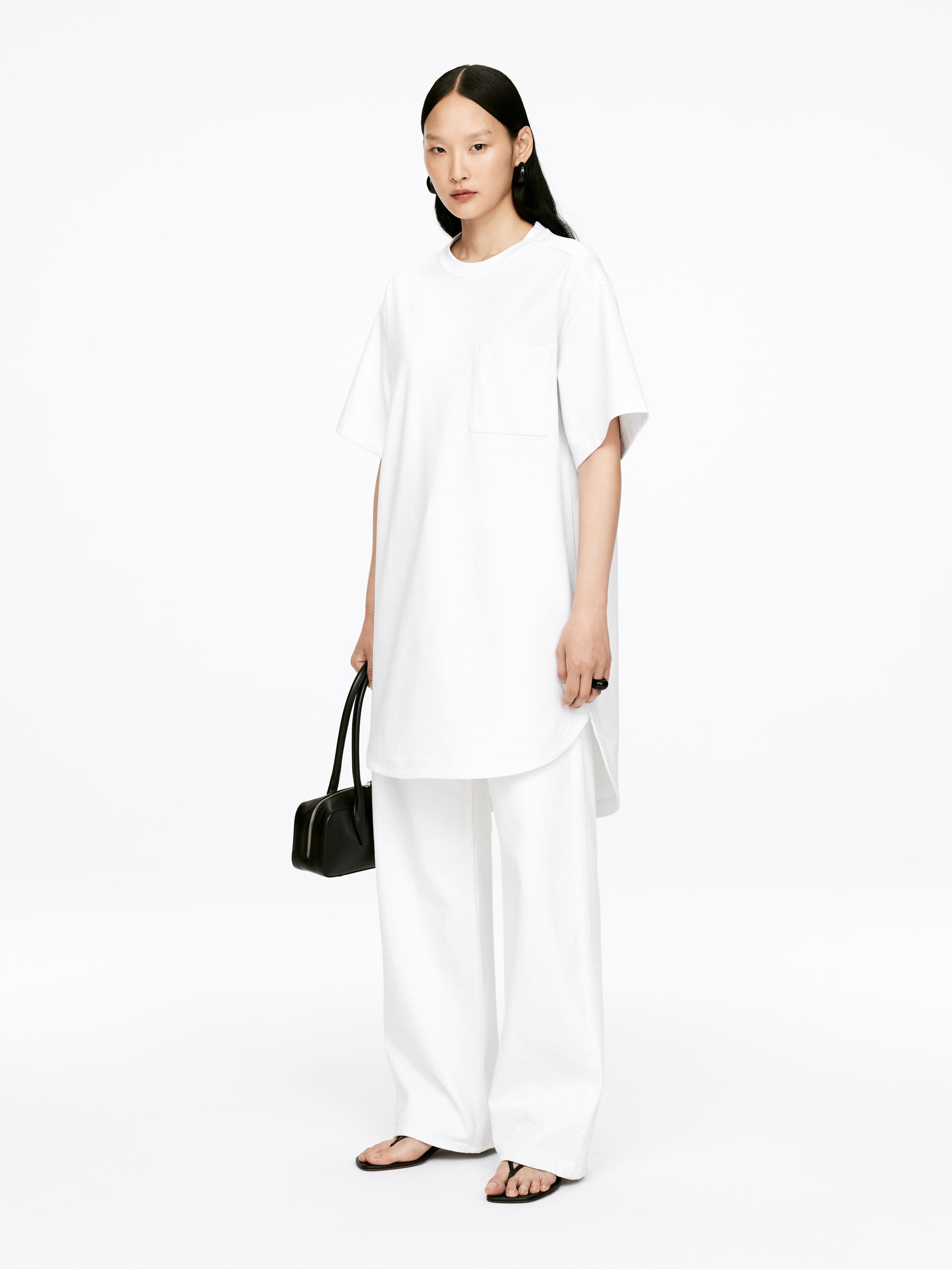 Cotton T-Shirt Dress - White - Loose fit - Women - StillMedia/Lookbook - 7