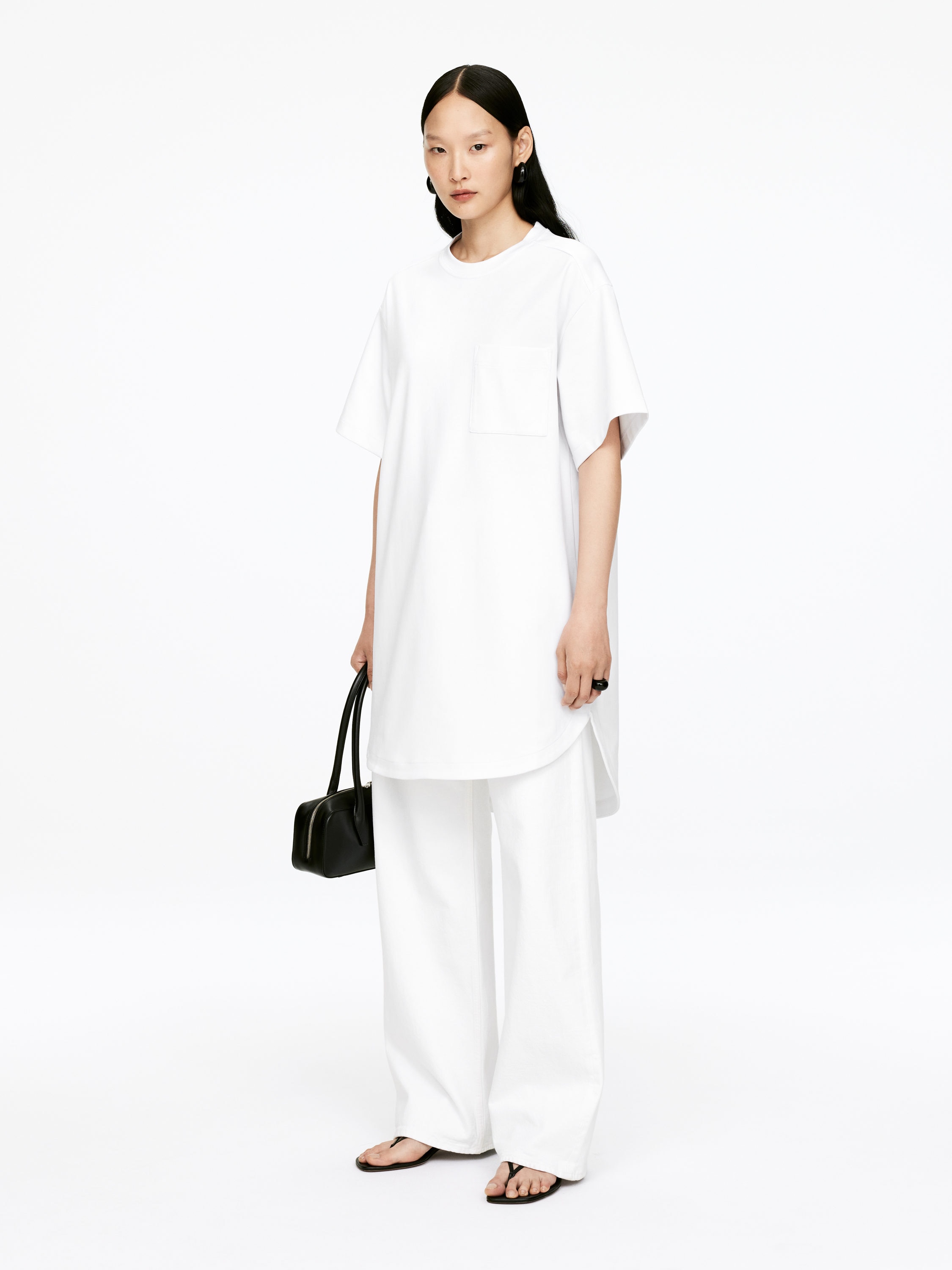 Cotton T-Shirt Dress - White - Loose fit - Women - StillMedia/Lookbook - 7