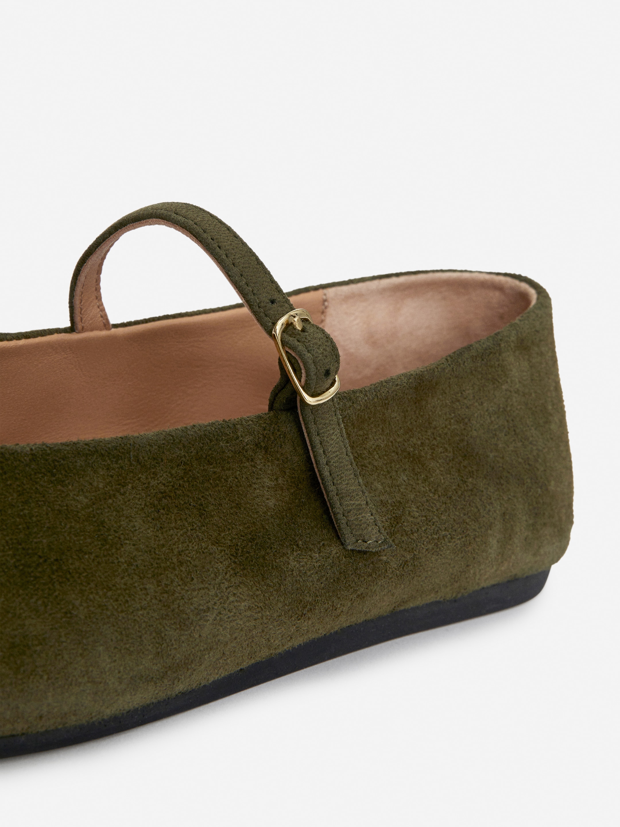 Grotere afbeelding bekijken: Suede Mary Jane Flats - Khaki Green - DAMES | H&M BE 5