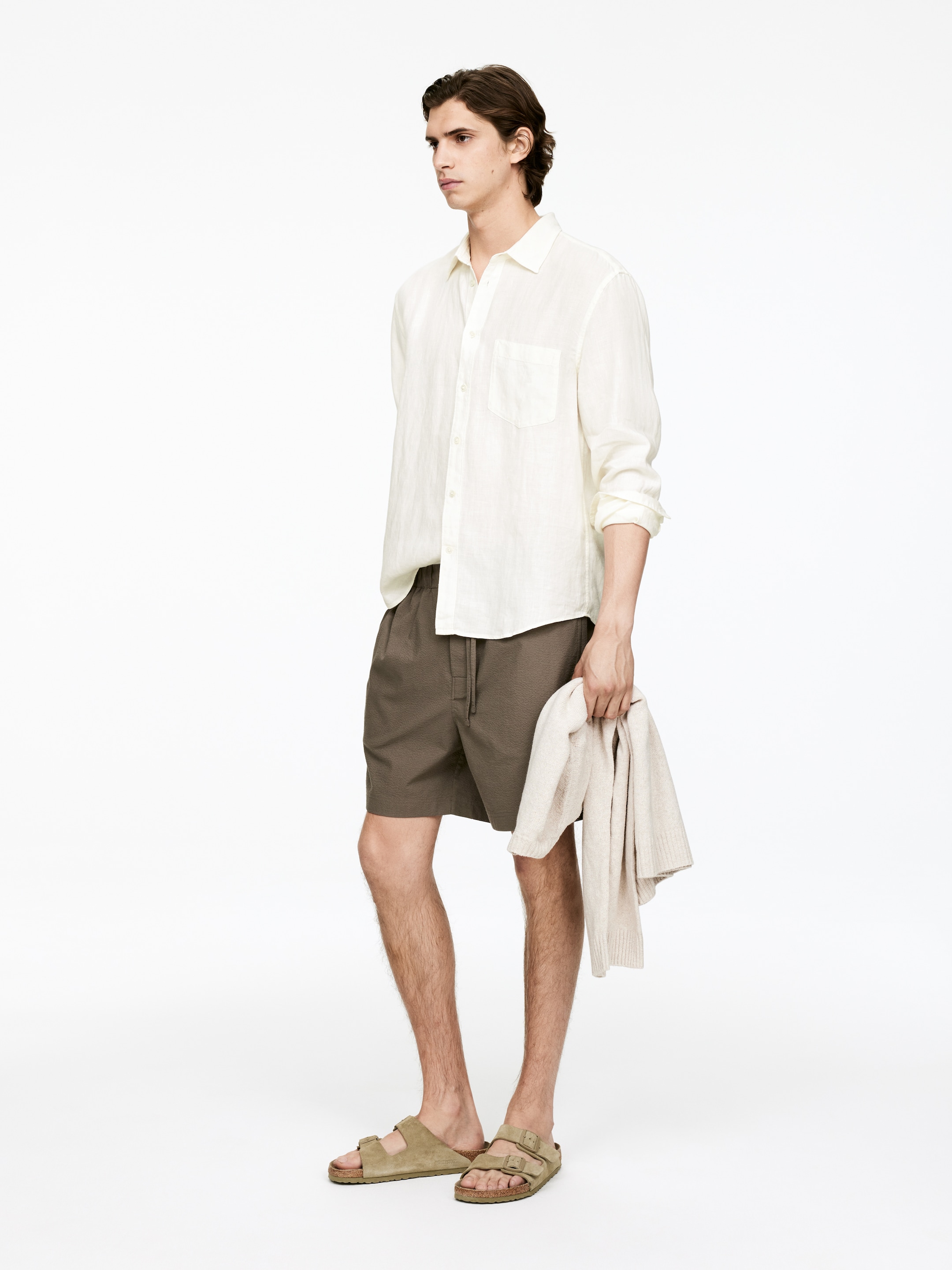 Zobacz większy obraz: Regular-Fit Linen Shirt - Złamana biel - ON | H&M PL 4