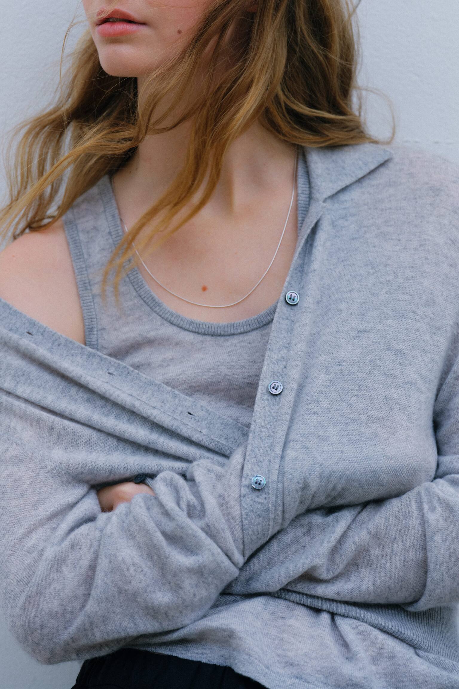 Canotta in puro cashmere - Grigio chiaro - 3